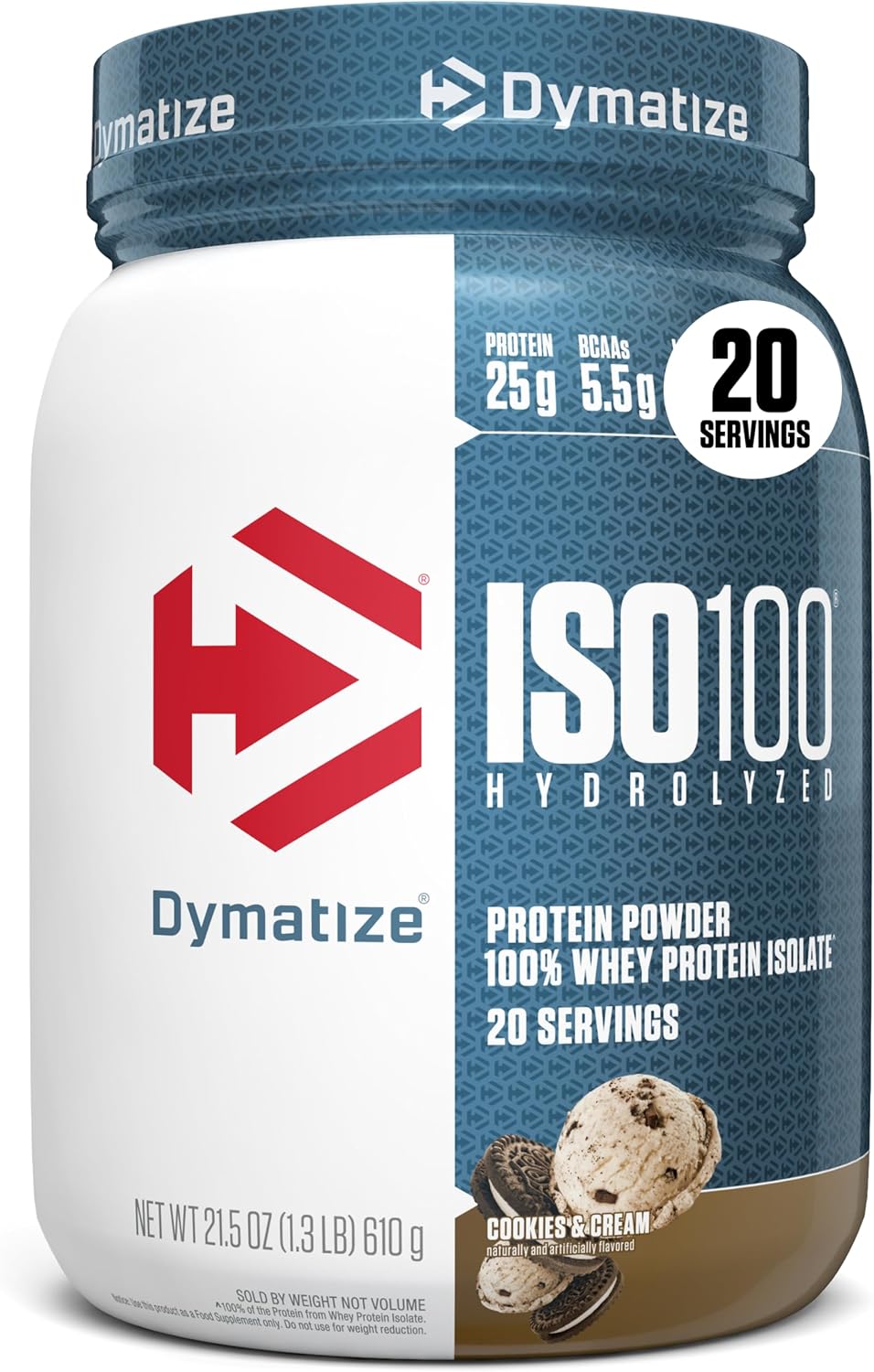 Dymatize ISO100 Protein Powder, 100% Whey Isolate, Gourmet Chocolate | 25g Protein, Hydrolyzed, Fast-Absorbing, Supports Muscle Health, 5.5g BCAAs, Gluten-Free, 76 Servings, 5 lb