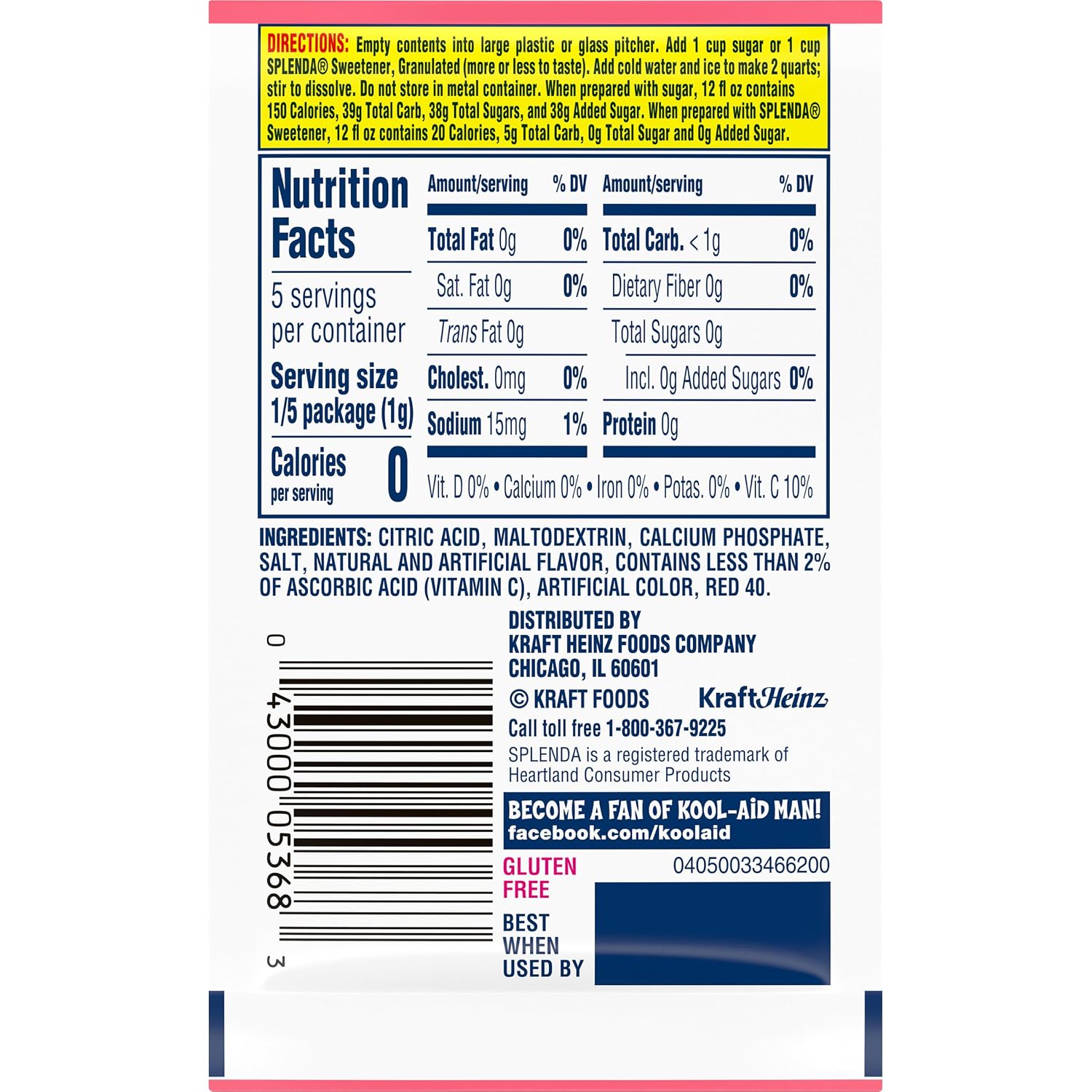 Kool-Aid Tropical Punch Flavored Unsweetened Caffeine Free Powdered Drink Mix (96 Packets)