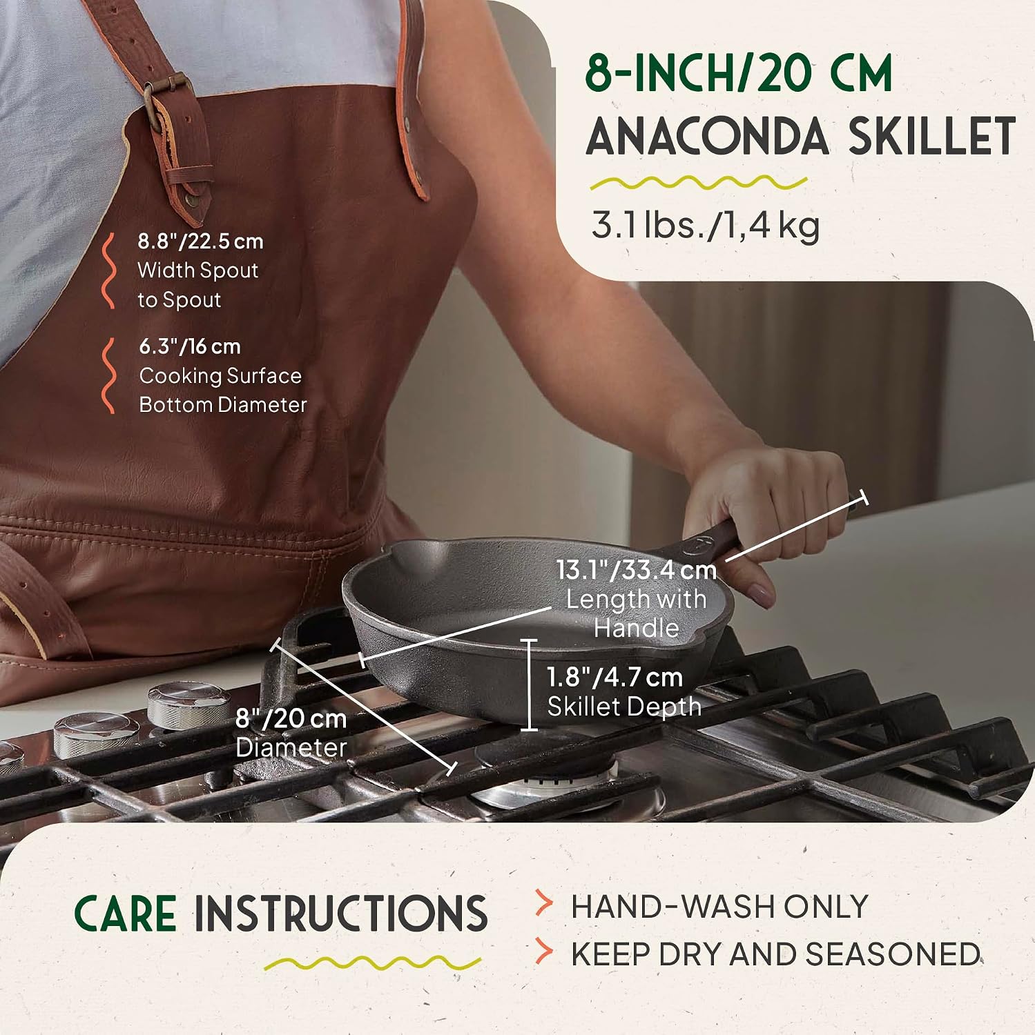 Victoria 10-Inch Cast Iron Skillet, Pre-Seasoned Cast-Iron Frying Pan with Long Handle, Made in Colombia | Pan with Long Handle, Made in Colombia
