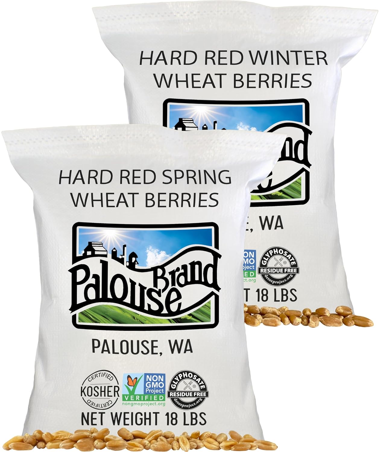 Palouse Brand Certified Glyphosate Residue Free Hard Red Spring Wheat Berries | 5 LBS | 100% Non-Irradiated | Certified Kosher Parve | USA Grown | Non-GMO Project Verified