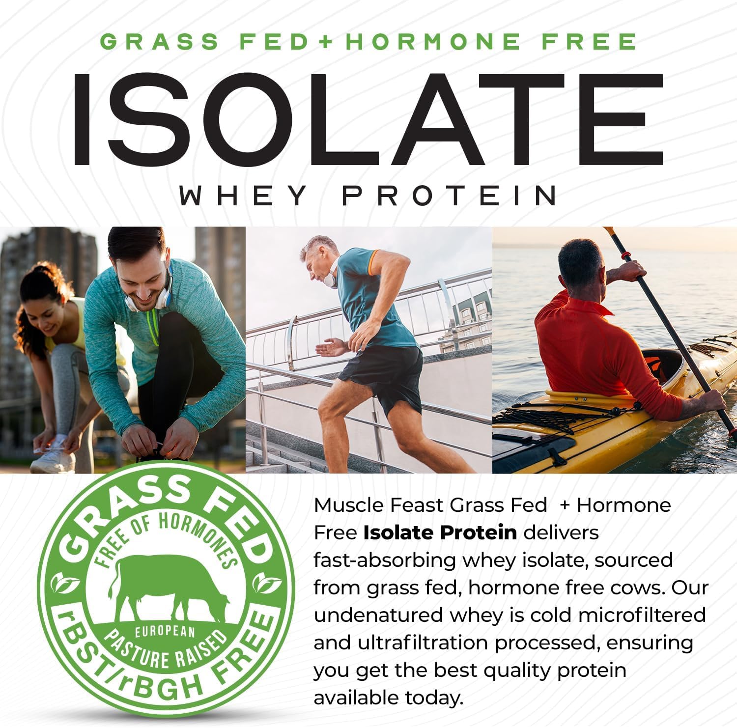 Muscle Feast Grass-Fed Whey Protein Isolate Powder, Chocolate (2lb) | All Natural Hormone Free Pasture Raised, Whey Isolate Protein for Men & Women, Clean, Non-GMO, Delicious Isolate Protein