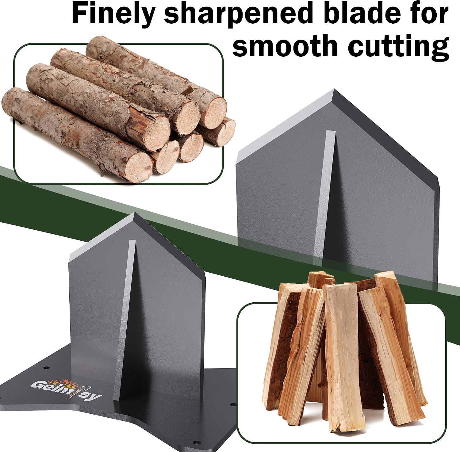 GanFindX Firewood Kindling Splitter Heavy Duty Wood Splitting Tool | Portable Ergonomic Design for Easy Firewood Preparation, Camping, Fireplace and Outdoor Use