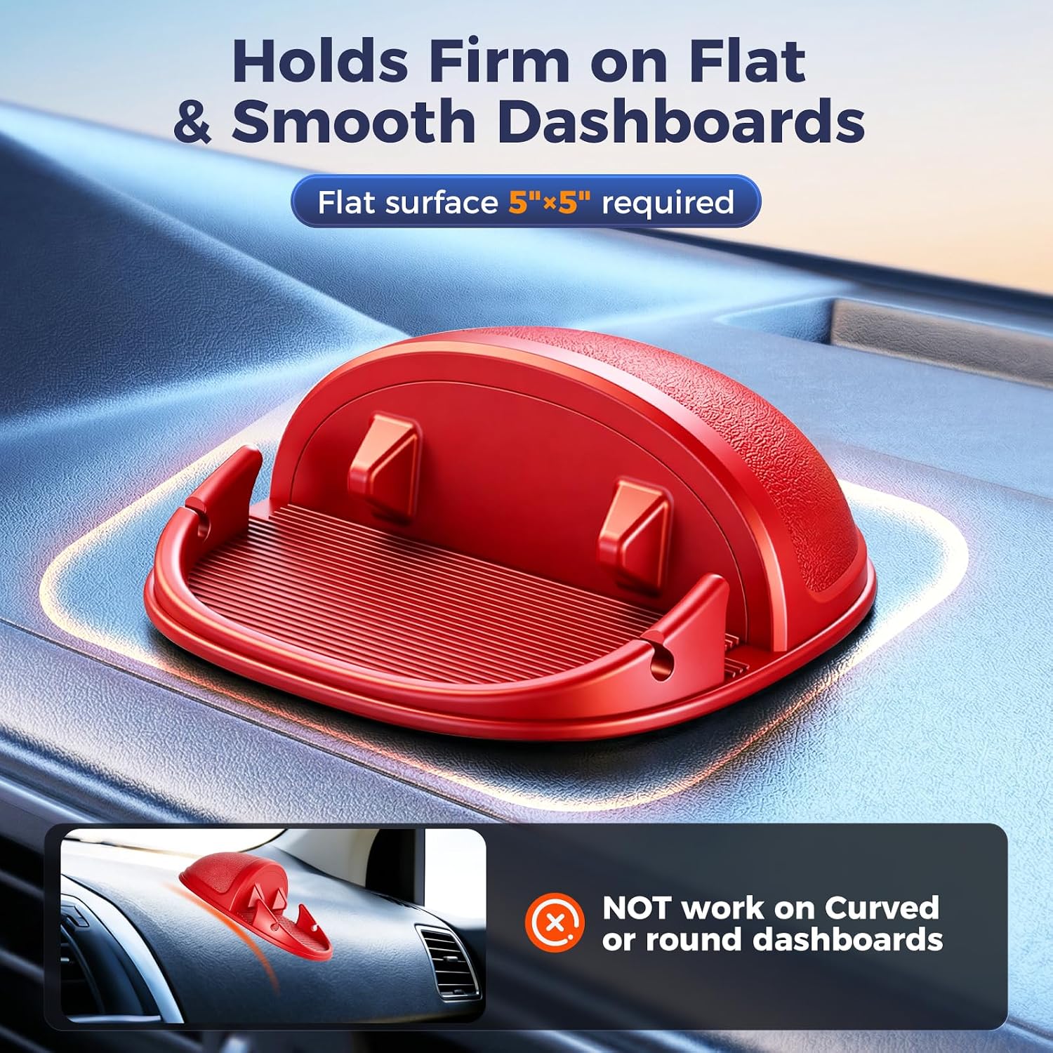 Loncaster Car Phone Holder, Car Phone Mount Silicone Car Pad Mat for Various Dashboards, Slip Free Desk Phone Stand Compatible with iPhone, Samsung, Android Smartphones, GPS Devices and More, Black