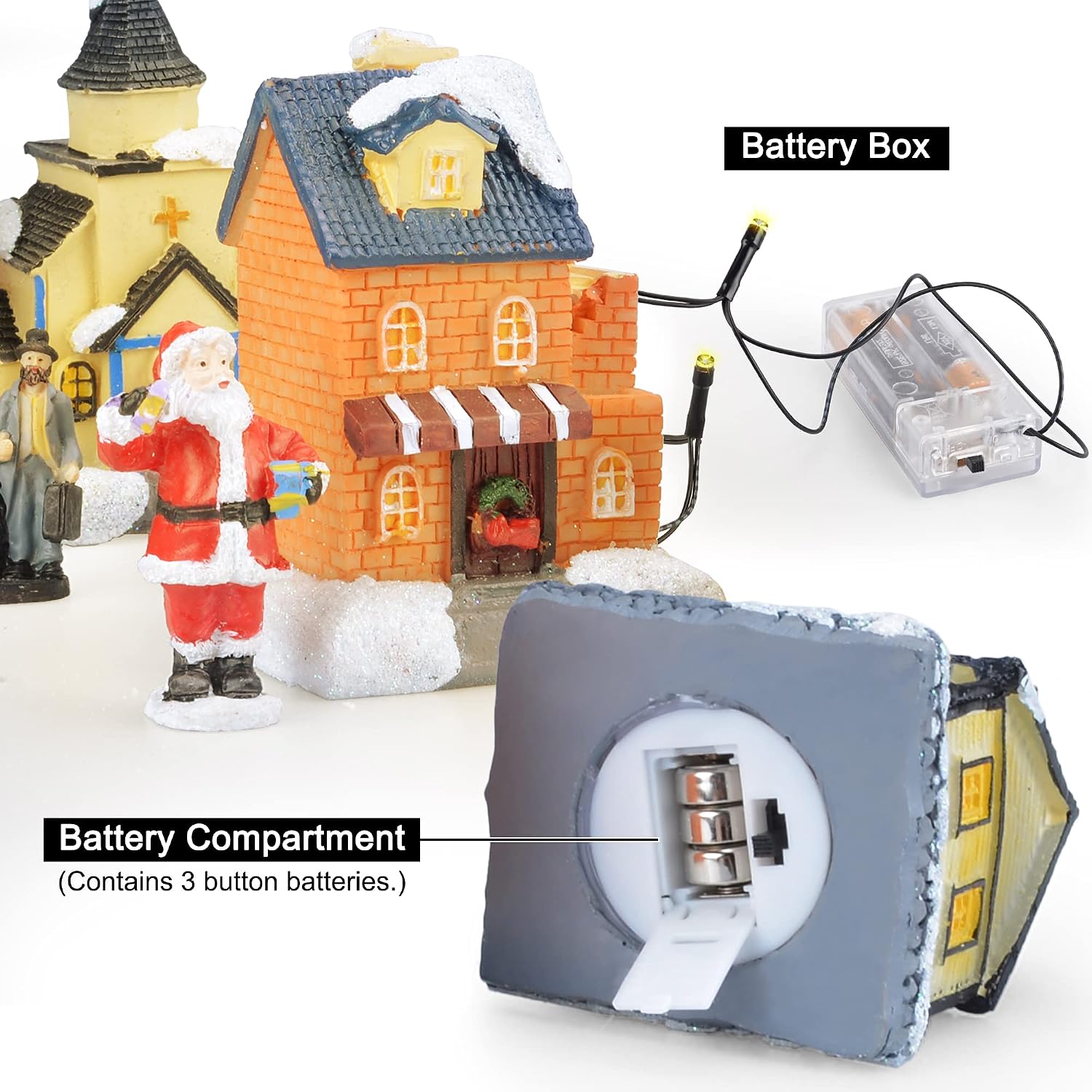 Christmas Village Sets with LED Lights and Figurines Indoor Decor