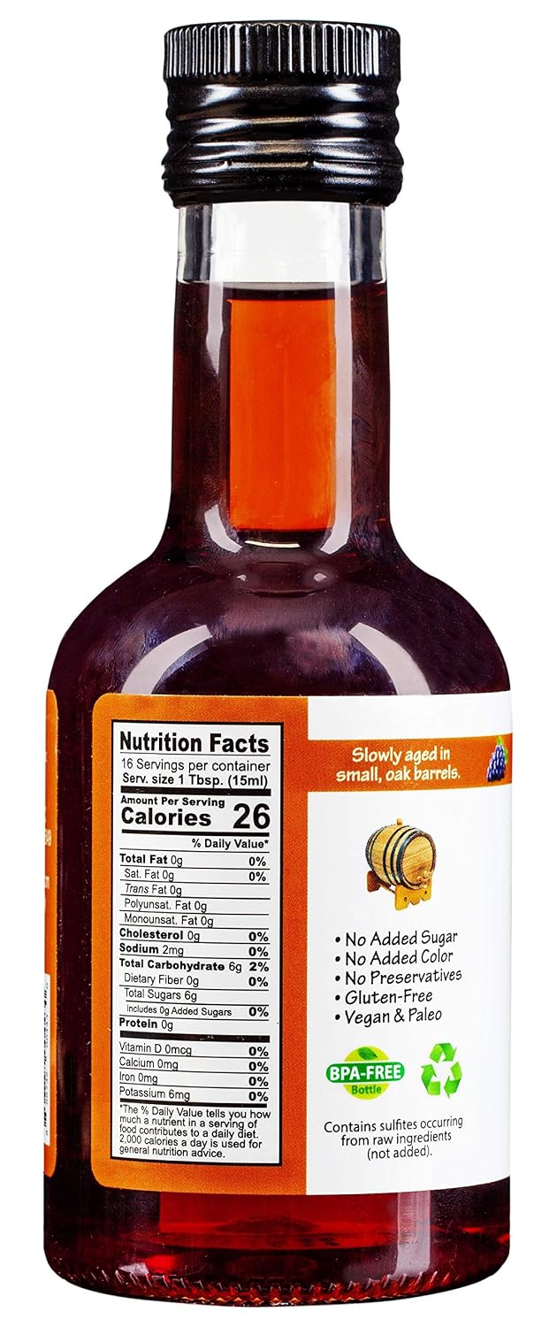 Lambrusco Vinegar of Modena - Premium Sweet & Tangy Red Wine Vinegar with No Added Sugar or Thickeners, Vegan & Paleo (Lambrusco Vinegar of Modena