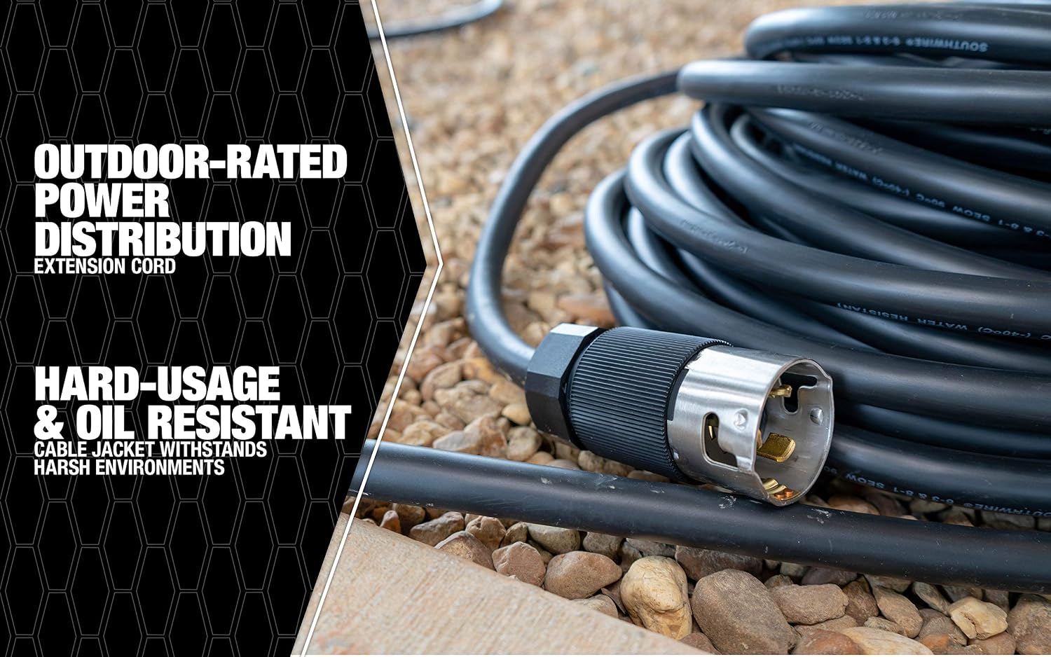 Southwire Power Distribution Extension Cord - Splits 50-Amp Service into Dual Feeds - Flexible Jacket - Oil & Moisture Resistant - WC596 Grade - 6/3 & 8/1 STOW - 50 Foot