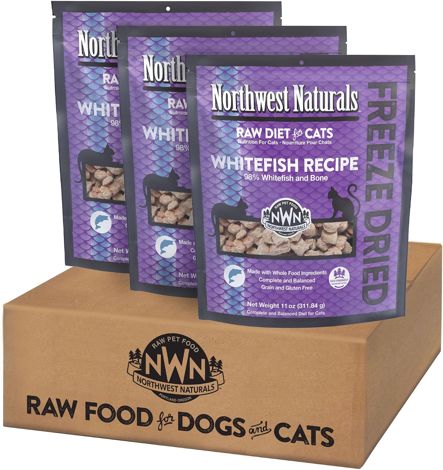 Northwest Naturals Freeze-Dried Turkey Cat & Kitten Food – Bite-Sized Nibbles – Healthy, Limited, Human-Grade Ingredients, All-Natural, High-Protein Raw Diet – Complete & Balanced, Made in USA, 11 oz