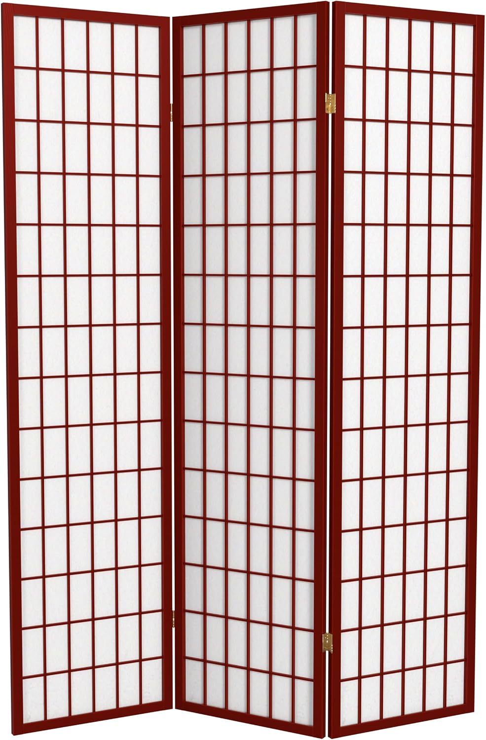 Red Lantern 6 ft. Tall Window Pane Shoji Screen - Walnut - 5 Panels