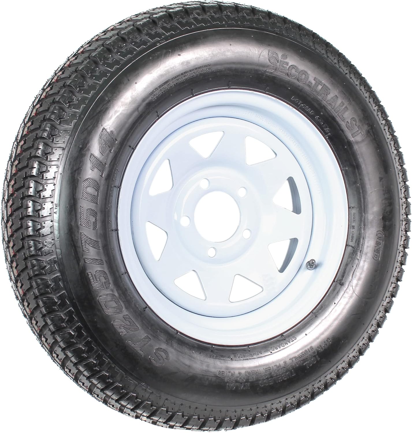 eCustomrim 2-Pack Trailer Tire Rim Assembly ST205/75D14 LRC 5 Lug White | 14 Inch 205/75D14 Load Range C 6 Ply Tire