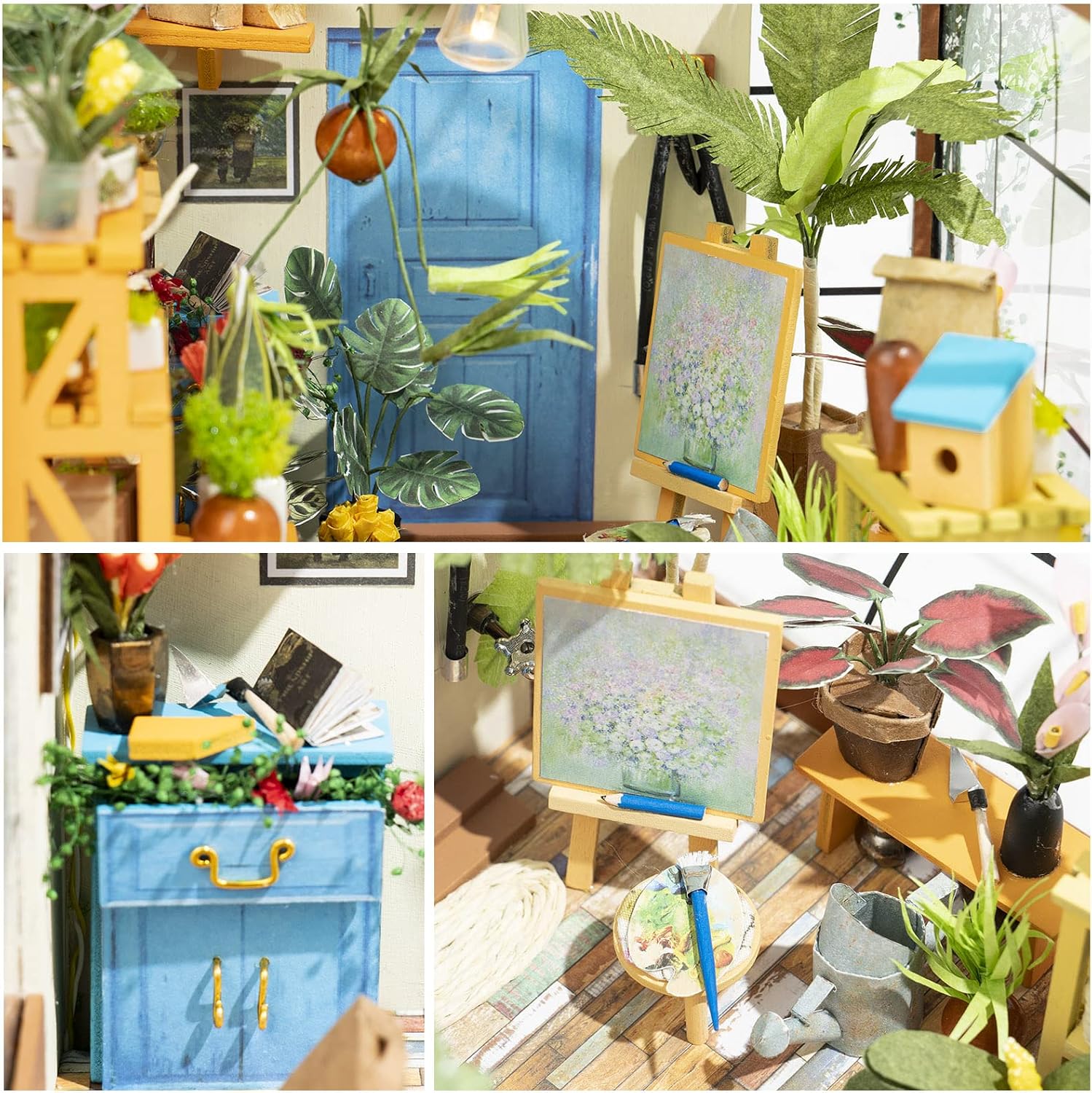 Rolife Greenhouse DIY Miniature Dollhouse Kit Creative Gift for Adults | 1:18 Scale Cathy's Flower House with LED Light, Wooden 3D Puzzle Model Kit