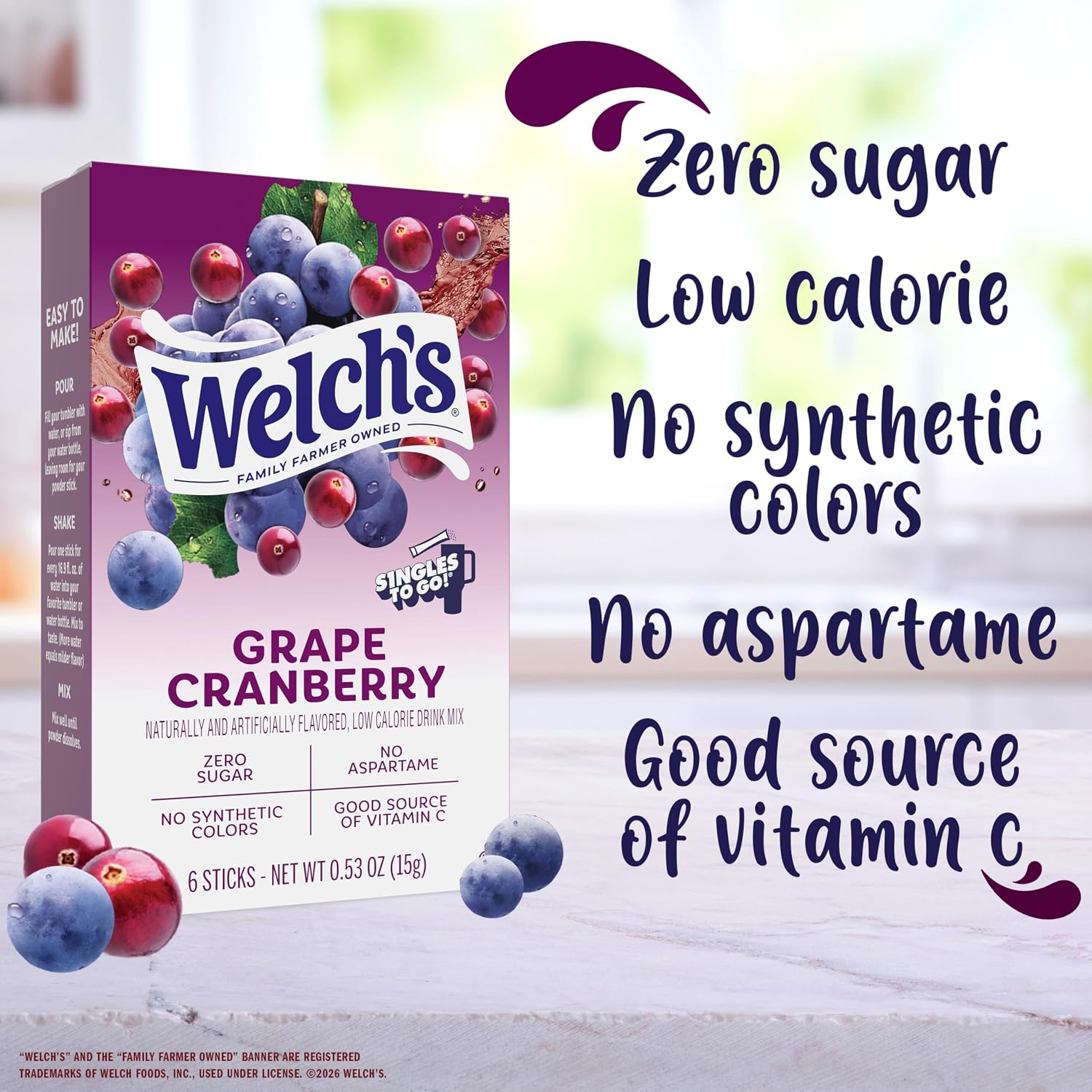 Singles To Go! Welch's Water Drink Mix, Grape, 72 Packets