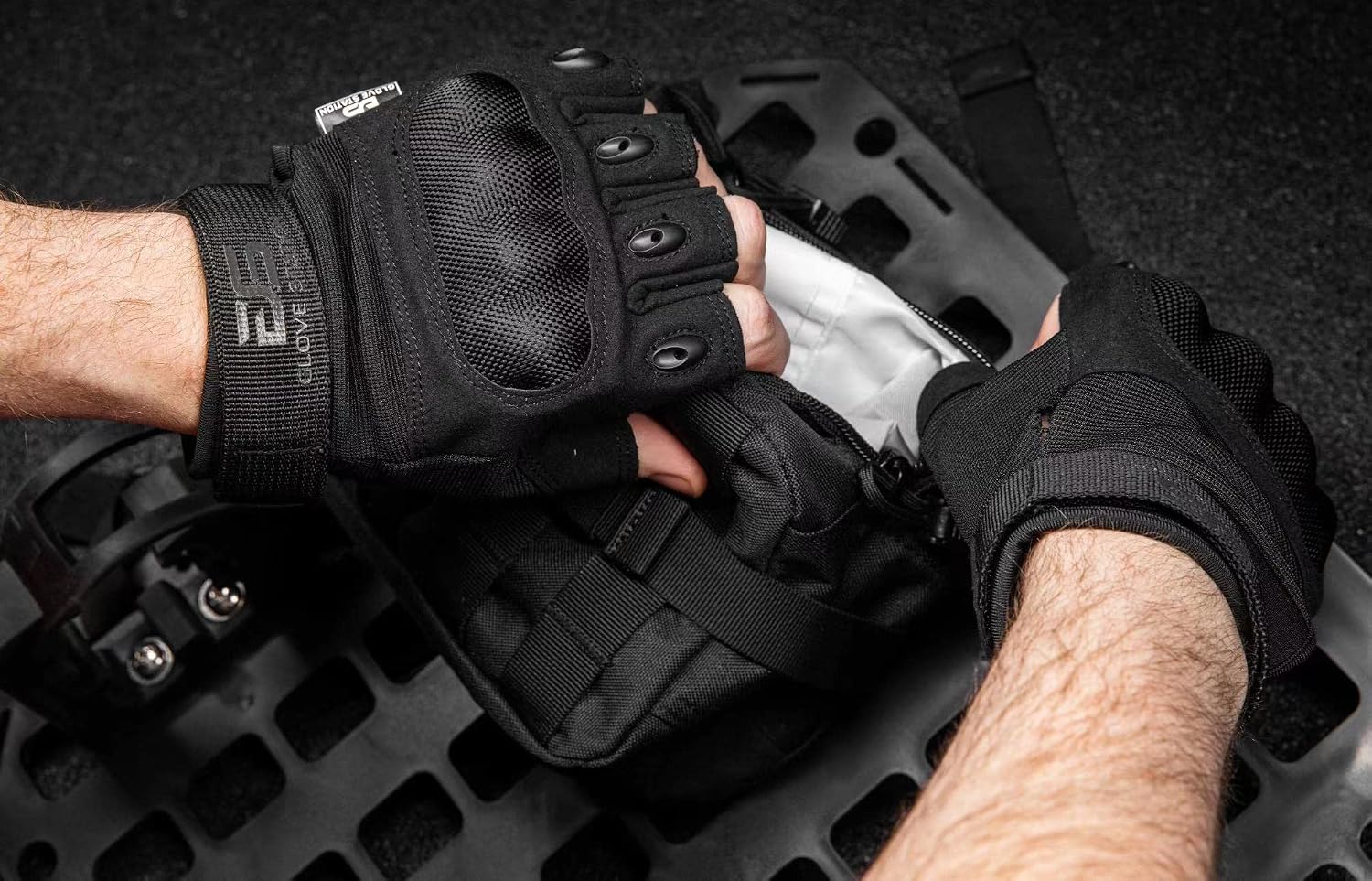 Glove Station Fingerless Knuckle Motorcycle Gloves, TACHK200