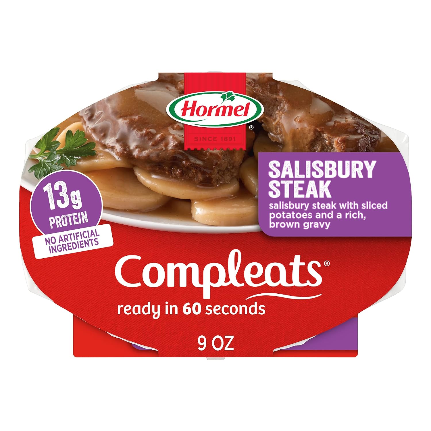 HORMEL COMPLEATS Tender Beef With Mashed Potatoes & Gravy Microwave Tray, 9 oz. (6 Pack) | Heat and Eat, Microwave Meals, Prepared Foods