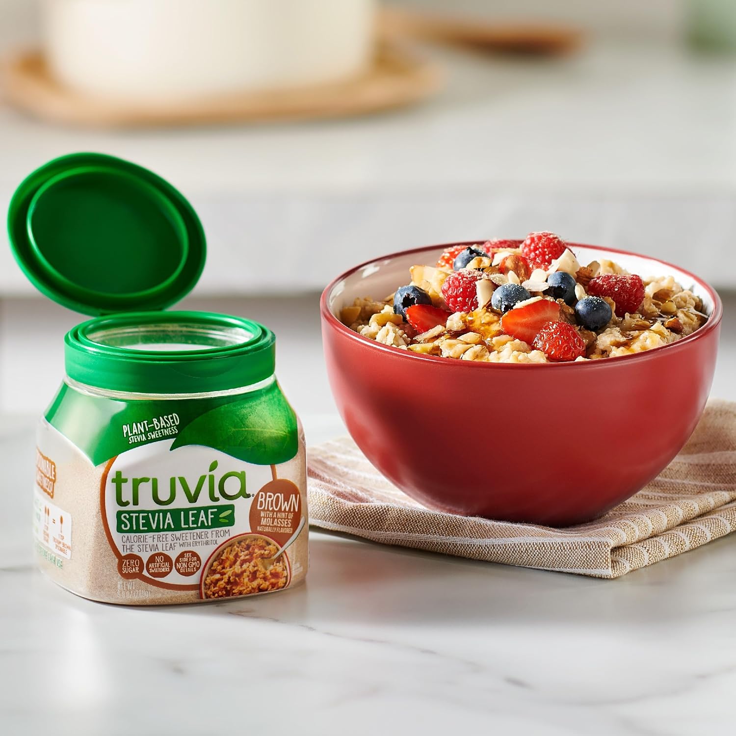 Truvia, Sweetener Natural Calorie Free, 9.8 Ounce | Spoonable jar; 3/4 tsp = 2 tsp sugar; stevia leaf, erythritol; non-GMO, gluten-free, kosher; diabetic & keto