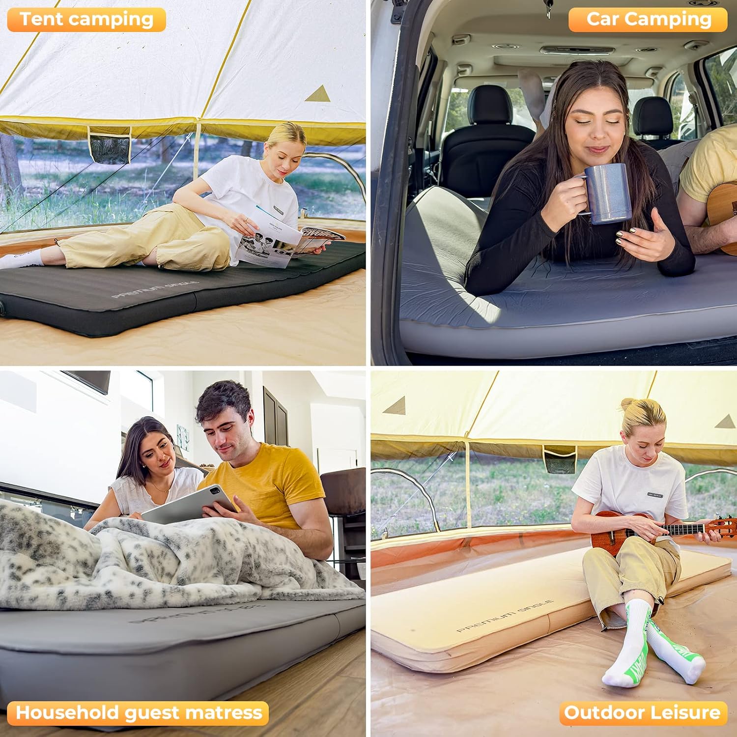 KingCamp Premium Double Camping Mattress, 7.5 R-Value, 2 Person Black