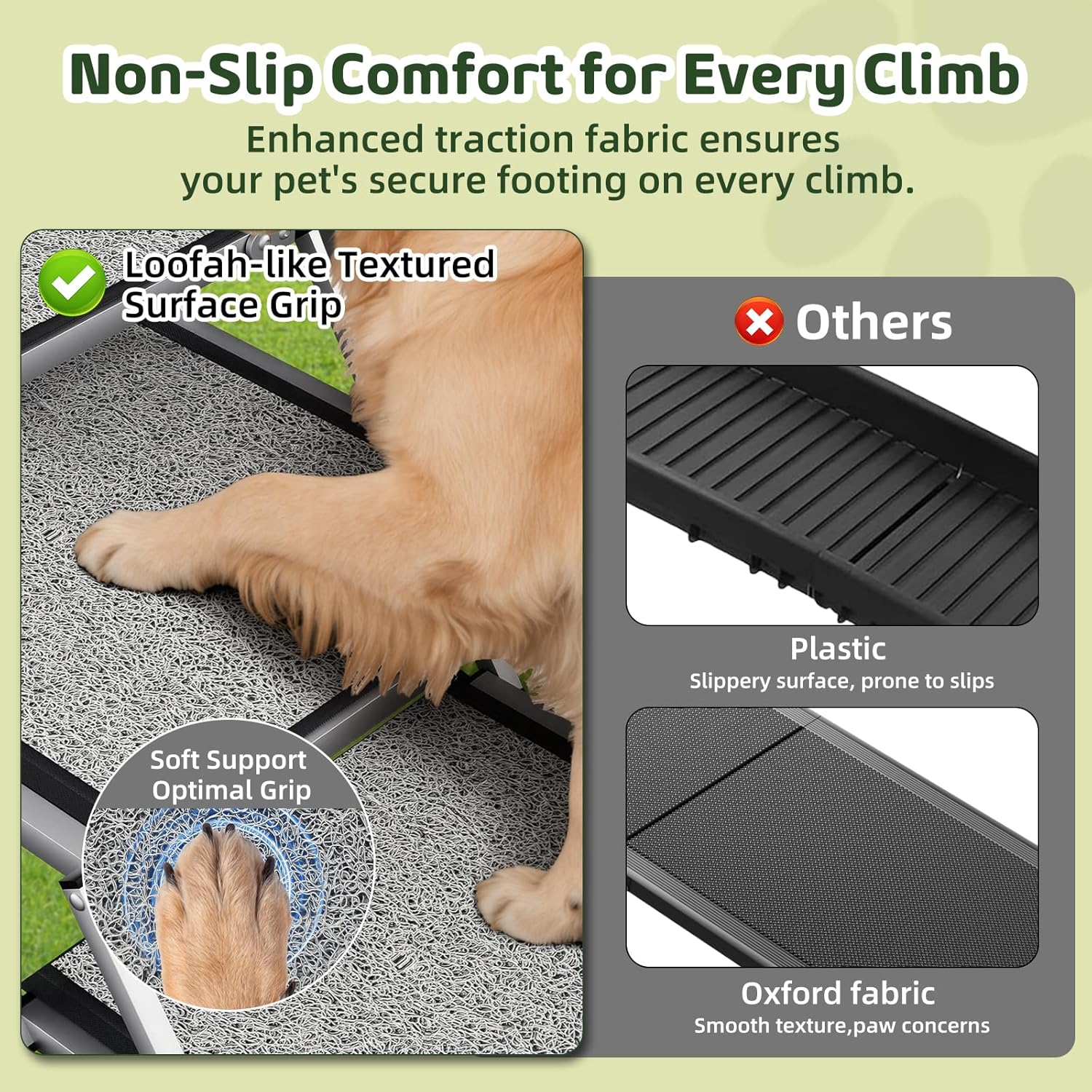 Dog Stairs for Large Dogs, 𝟐𝟎'' 𝐄𝐱𝐭𝐫𝐚 𝐖𝐢𝐝𝐞 Foldable Dog Ramp for Car, SUV & Truck, Non-Slip DogSteps for High Beds