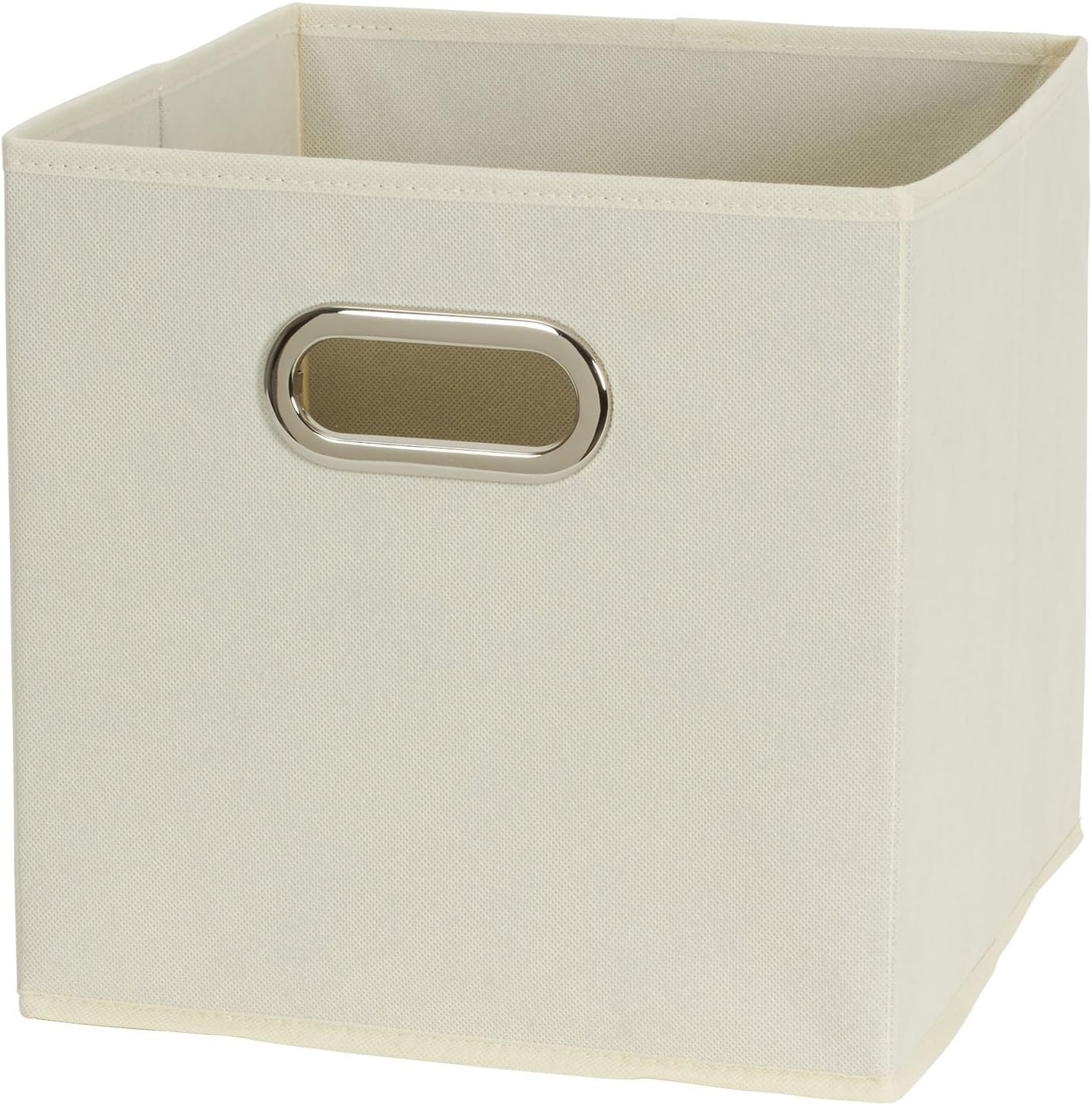 Household Essentials Fabric Storage Bins 6 Piece Set, Strong Poly-Woven Fabric, Sturdy Chipboard Sides, Grommet Front Handle, Stackable and Foldable, Classic Design, Navy