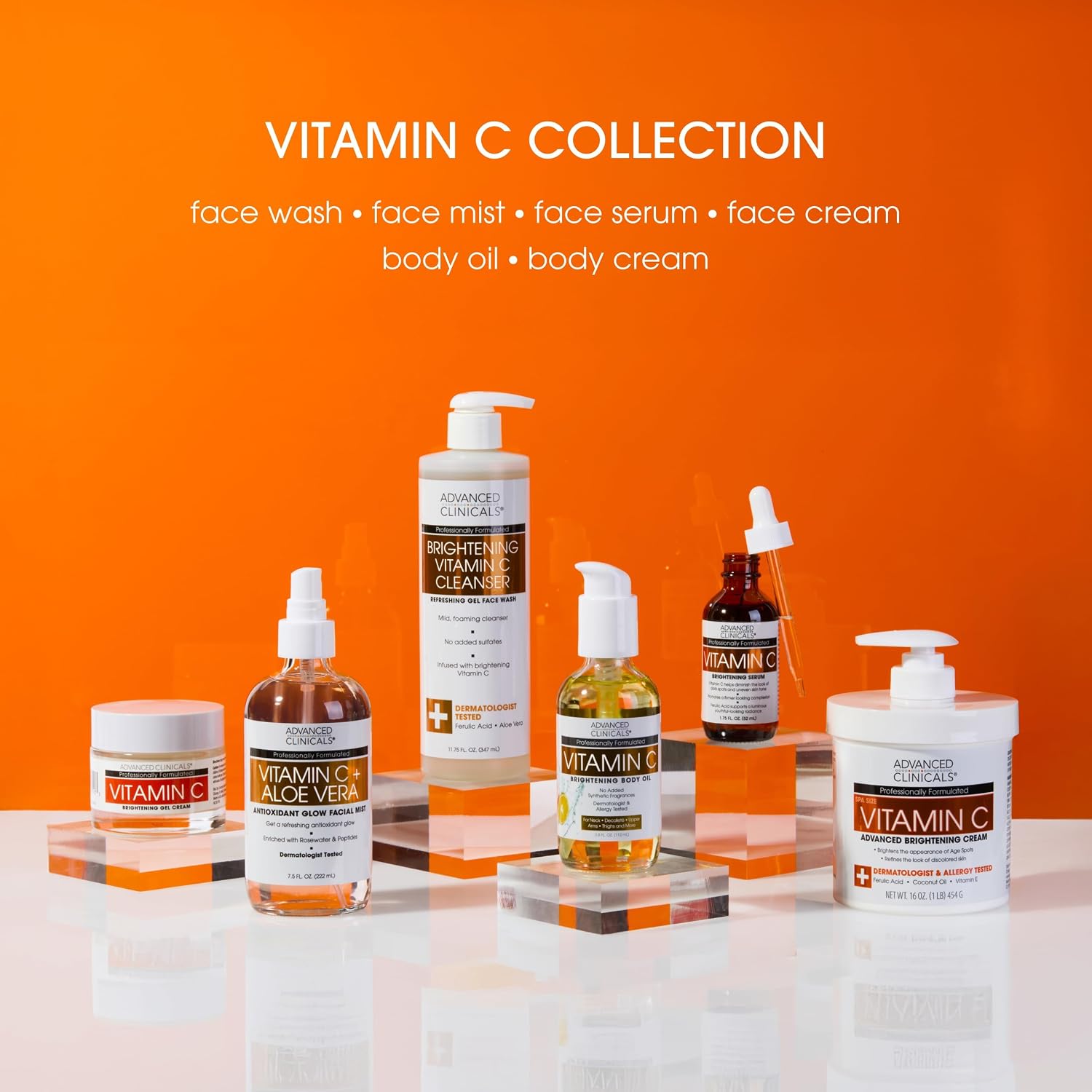 Advanced Clinicals Brightening Vitamin C Serum For Face With Glycolic Acid + Lactic Acid | Vitamin C Eye Serum Face Moisturizer For Improving Look Of Dark Spots & Uneven Complexion, 1.75 Fl Oz