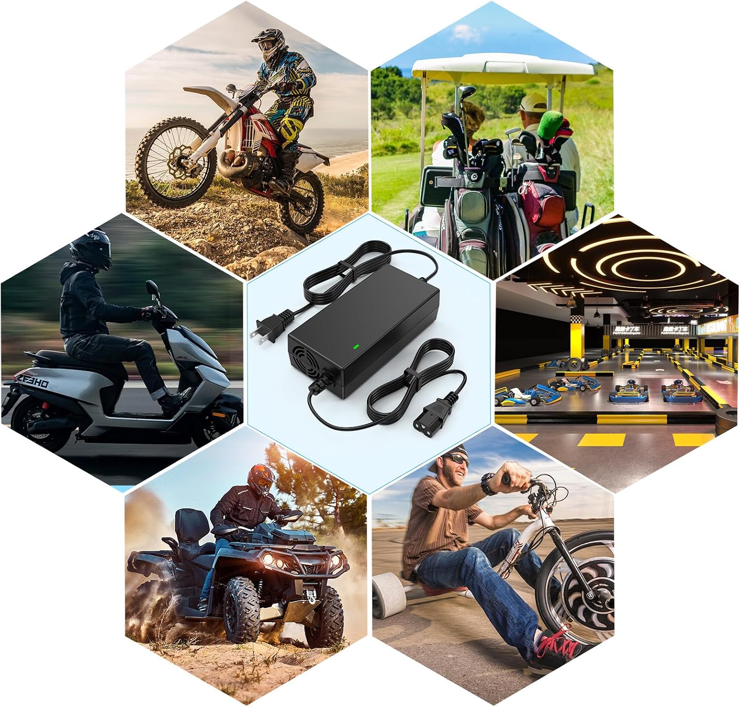 59V 1.8A for 48V 12AH Lead Acid Battery Charger for Electric Bicycle Motor Bike - 3 Holes Plug AC Adapter