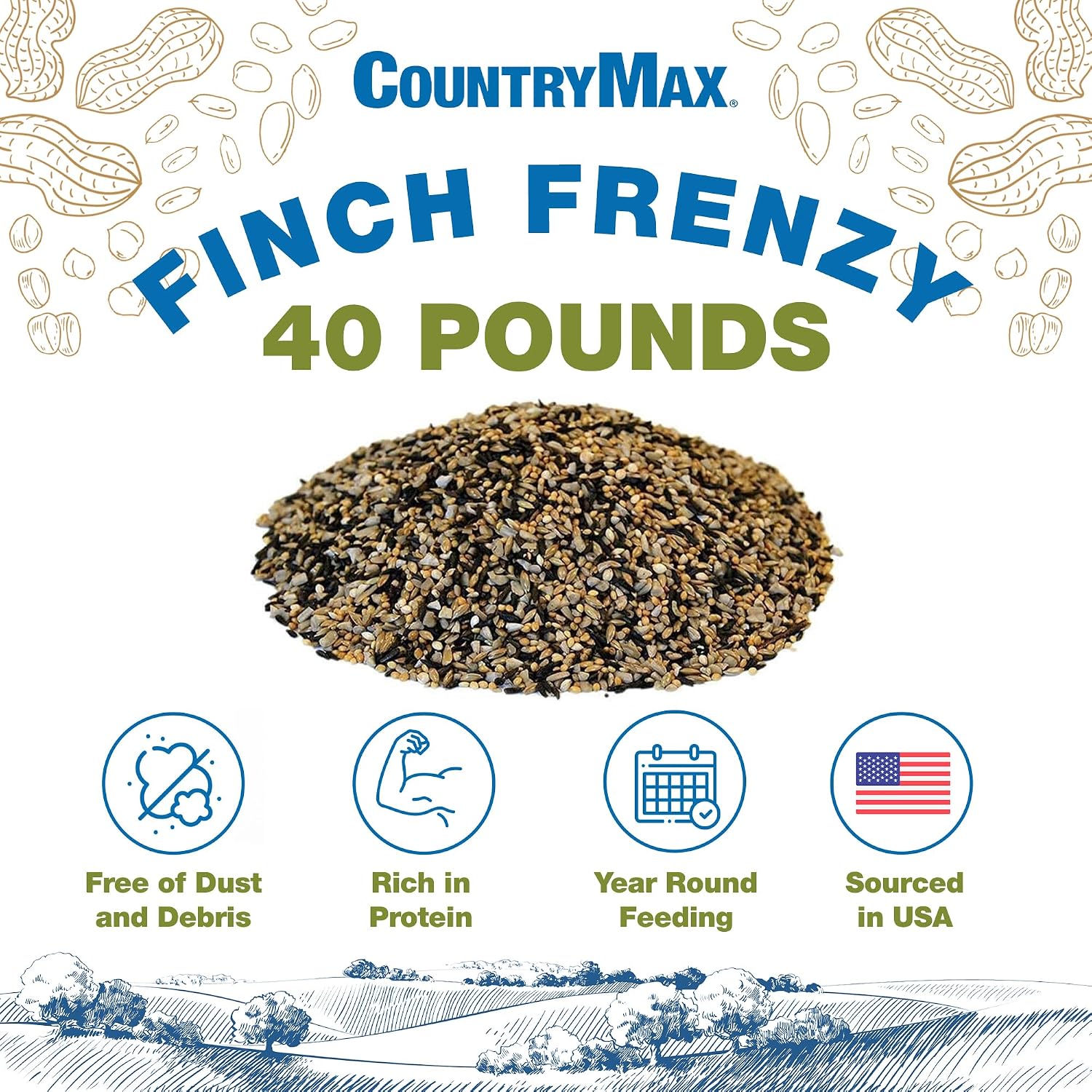 Backyard Seeds Woodpecker No-Waste Bird Seed Mix 5lbs - Premium Shelled Peanuts & Sunflower Chips, Small Bag of Wild Bird Food