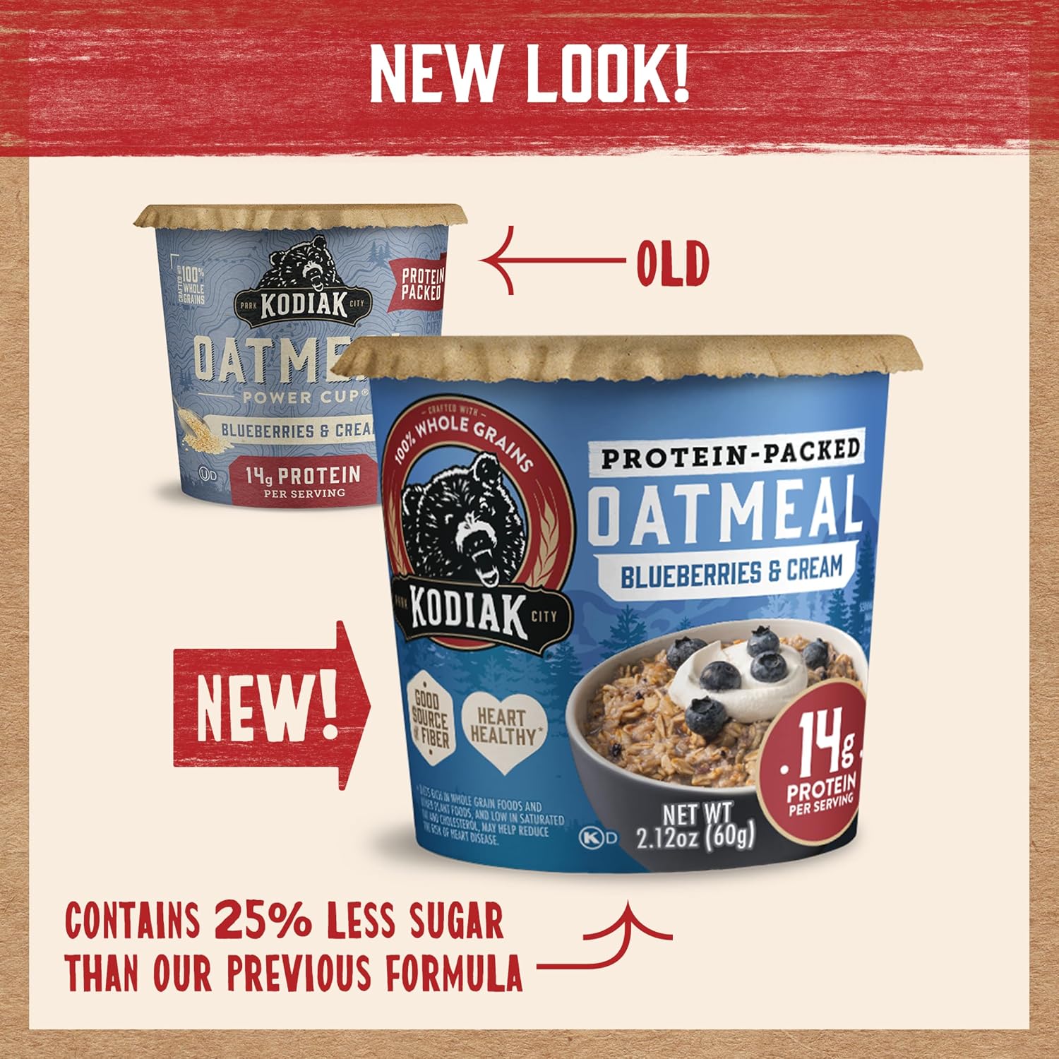 Kodiak Cakes Instant Protein Maple & Brown Sugar Oatmeal in a Cup, 2.12oz (Pack of 12)