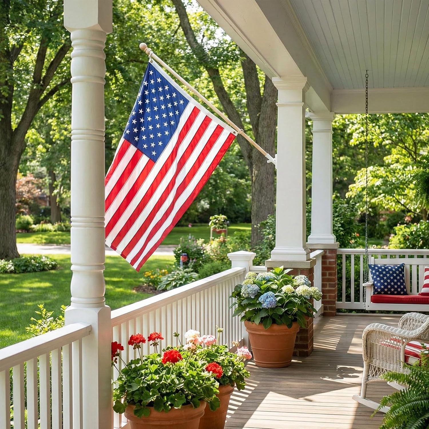 TOPFLAGS American Flag 4x6 Heavy Duty Outdoor US Flags for Outside Embroidered Stars USA Banner Sewn Stripes with Brass Grommets Vibrant Color