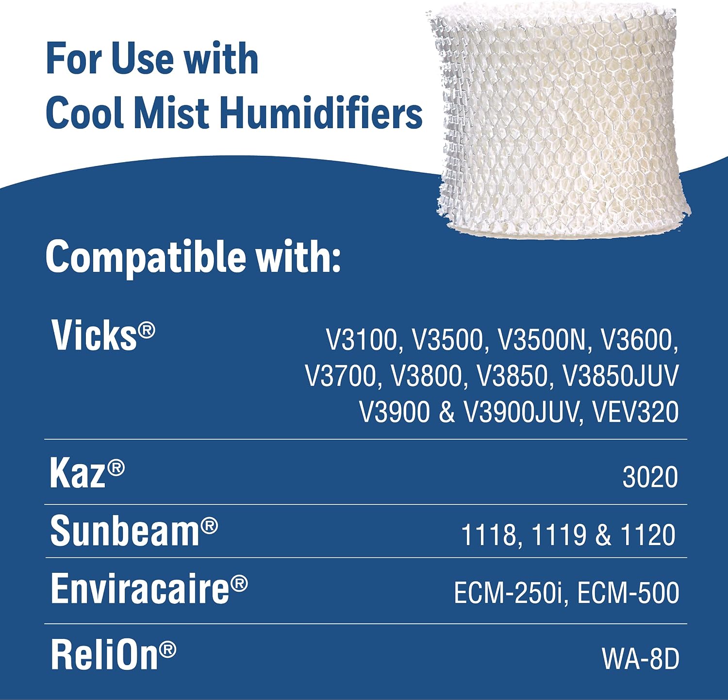 Protec Extended Life Humidifier Replacement Filter, 1 Count | Designed for Use with Select Vicks Cool Mist Humidifiers and Other Honeywell Humidifiers Models