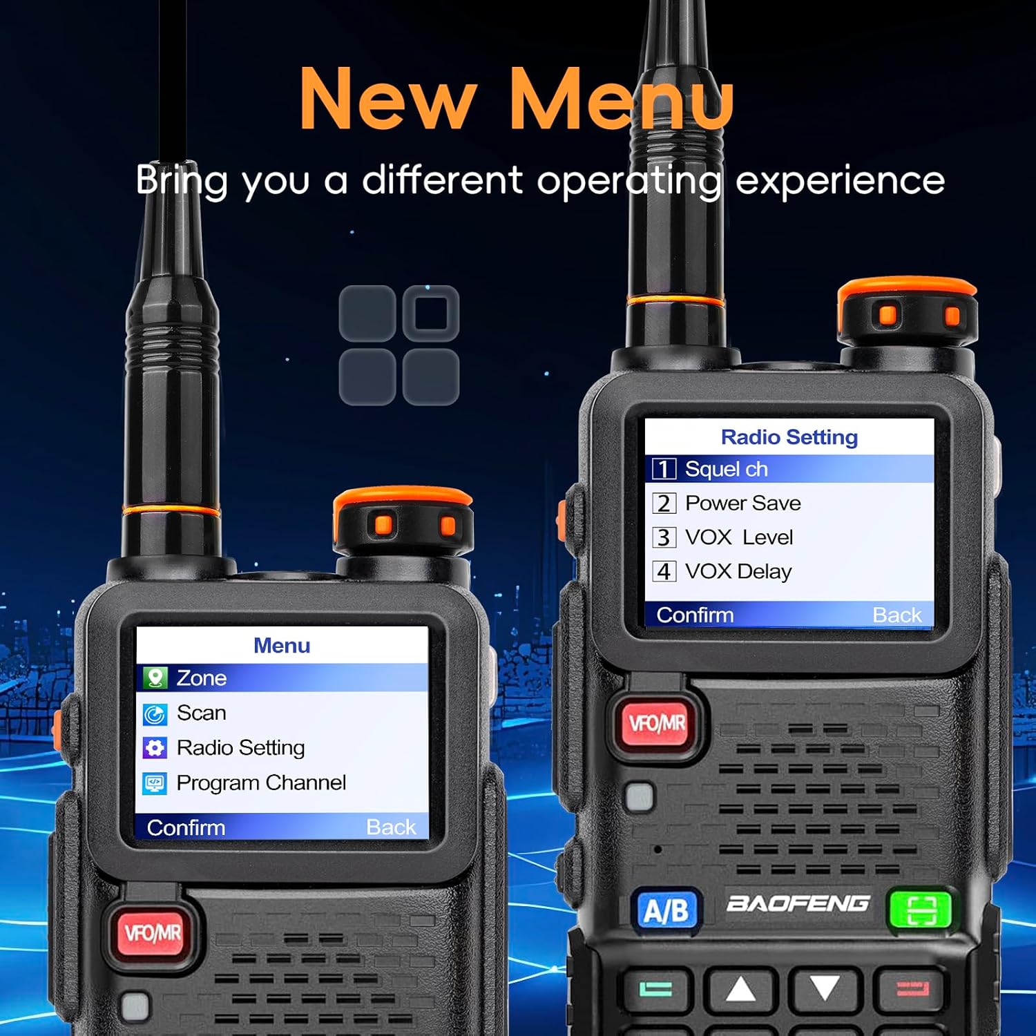 BAOFENG BF-5RH PRO GPS/APRS 10Ｗ Ham Handheld Radio, Multi-Band Long Range Two-Way Radio with 18.89'' Tactical Antenna