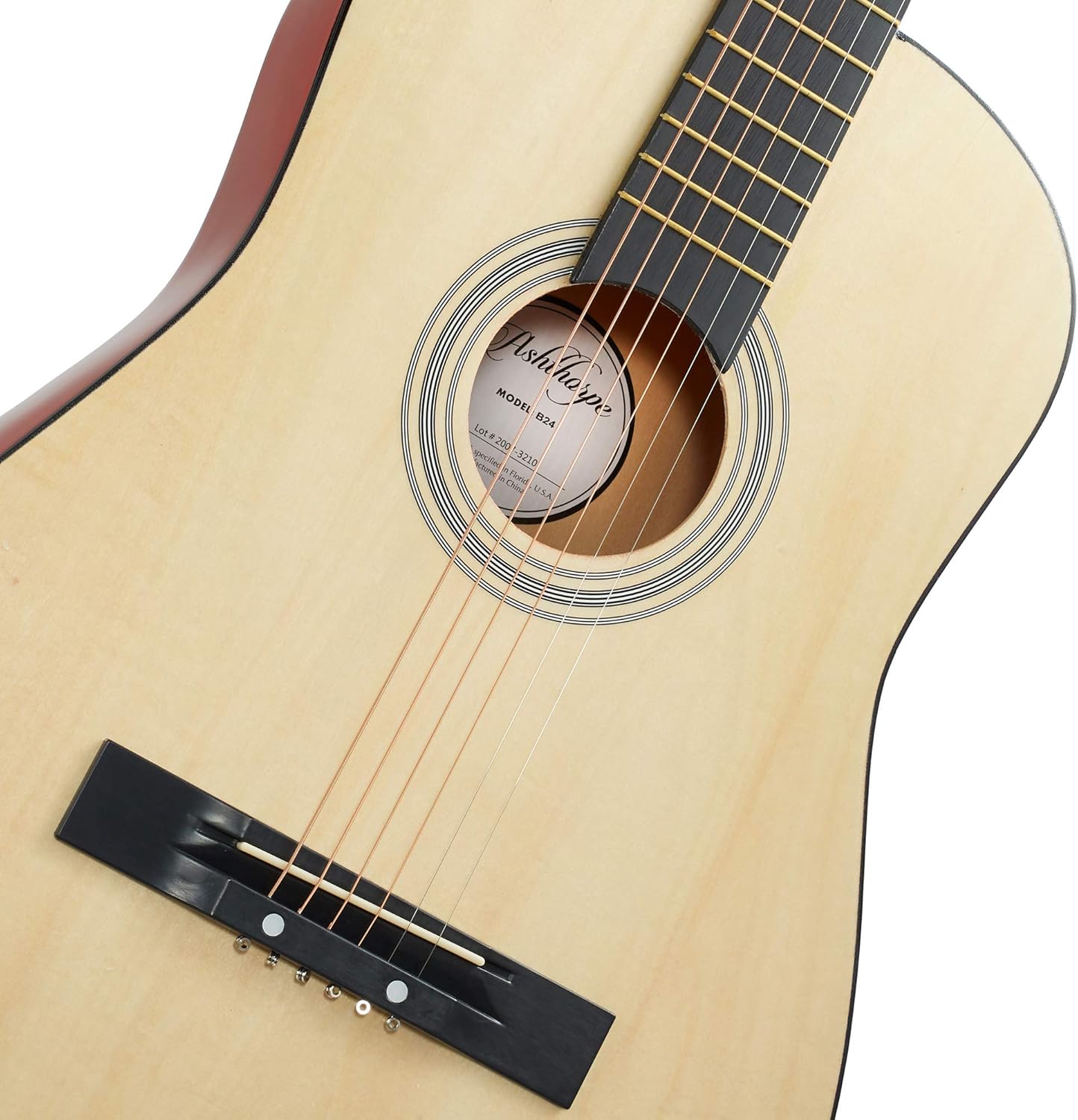 Ashthorpe 38-inch Beginner Acoustic Guitar (Red), Starter Kit with Gig Bag, Extra Strings, Strap, Picks, and Lessons