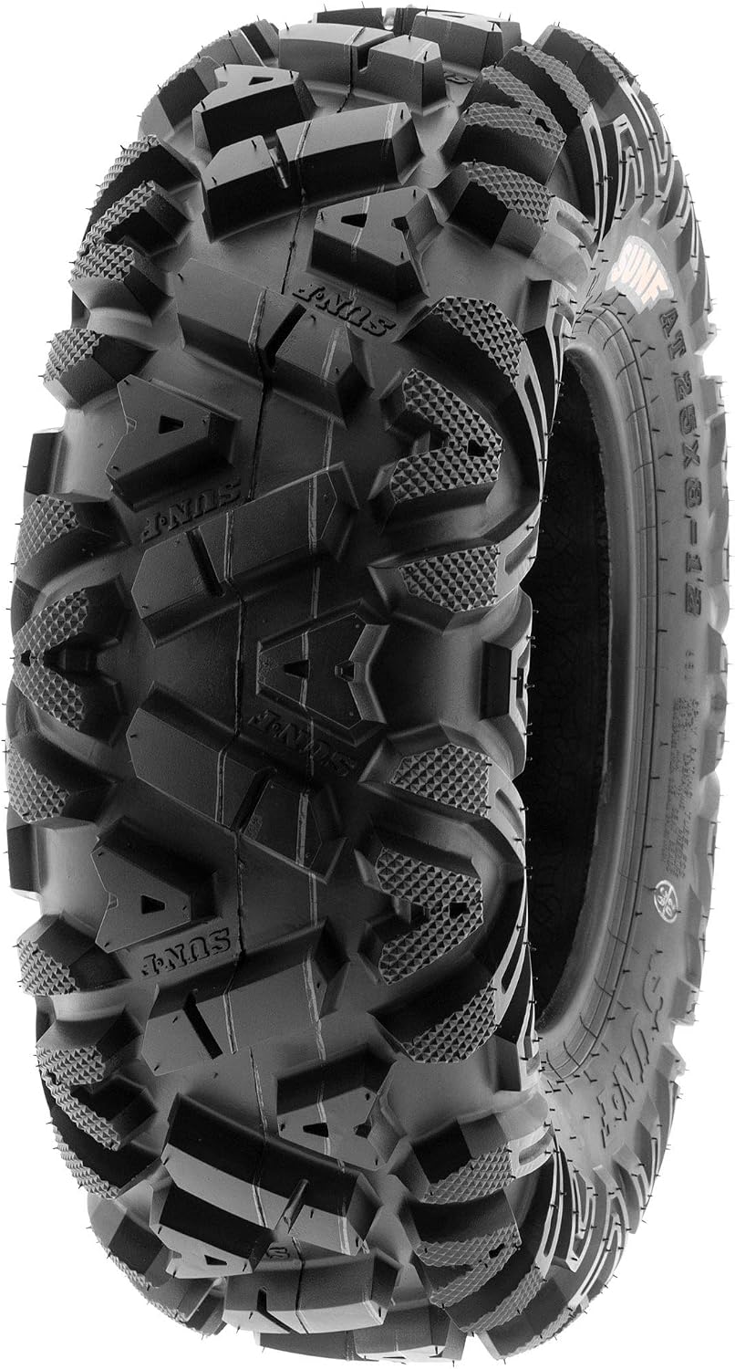 SunF ATV Tires 25x10-12 UTV Tire 25x10x12 All Terrain Off-Road Mud Tires, 6 Ply Tubeless