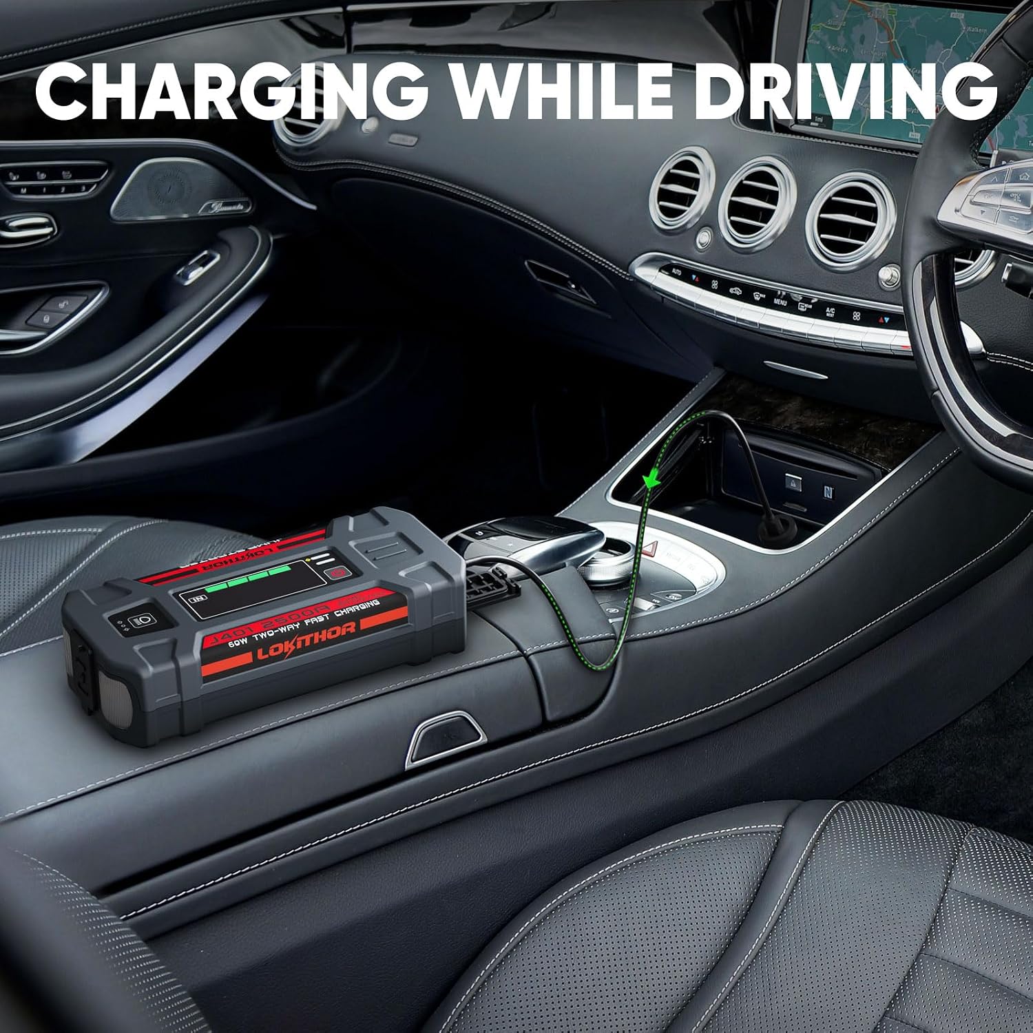 LOKITHOR J401 Portable Car Battery Jump Starter for 8.5L Gas/6.5L Diesel | 2500A Battery Jumper Starter Portable 12V Jump Box, 60W Fast Charging