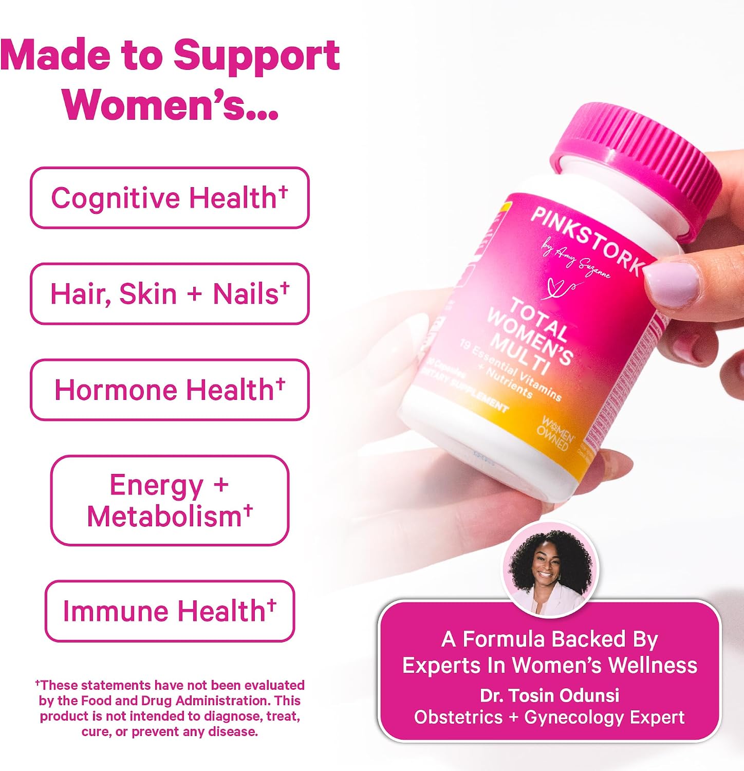 Pink Stork Total Women's Multivitamin, 19 Essential Vitamins, 30 Capsules