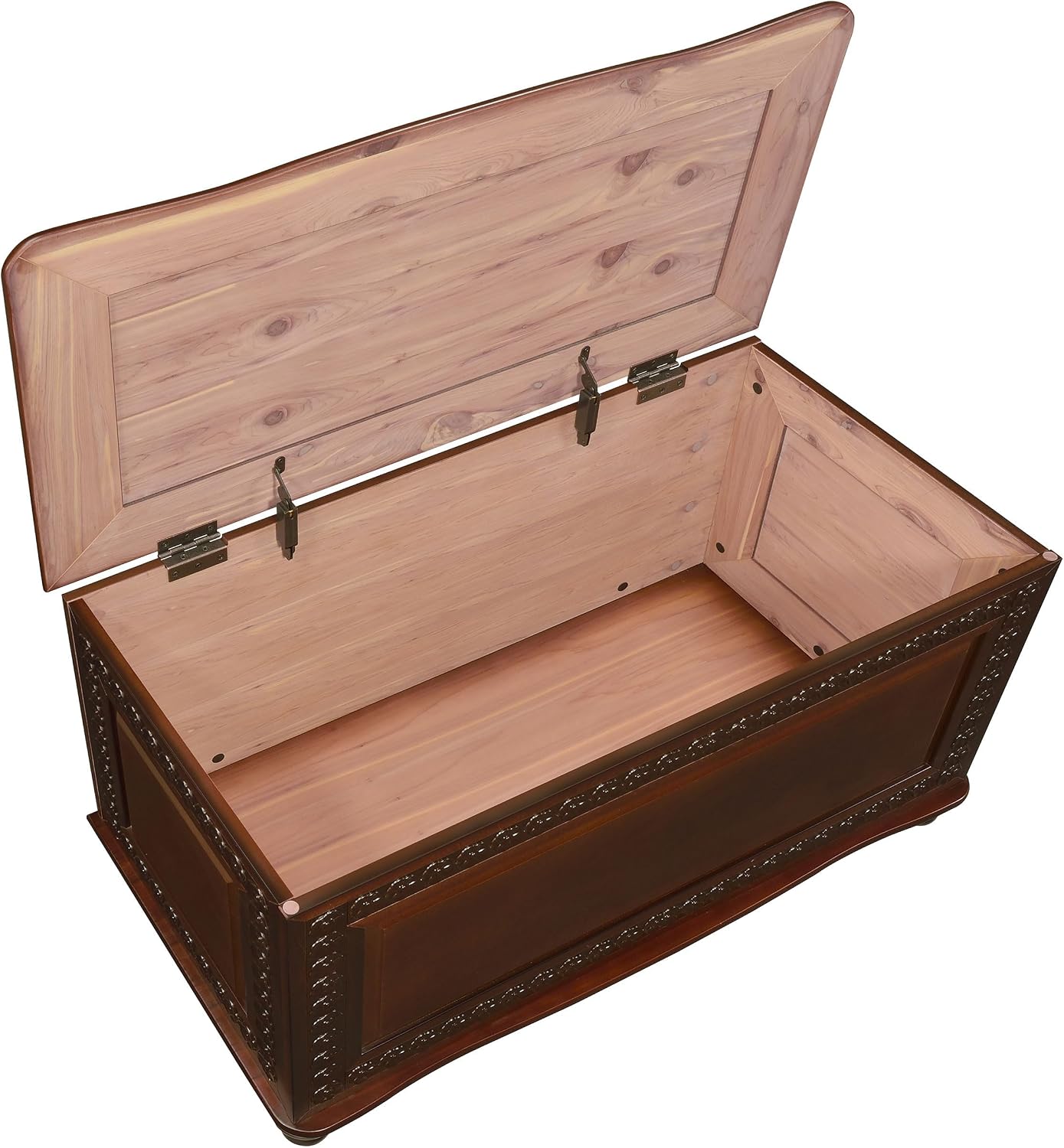 BOWERY HILL 40" x 21" Traditional Wood Cedar Blanket Chest, Flip Open Storage, Fully Lined with Cedar, for Bedroom/Living Room, in Deep Tobacco Finish