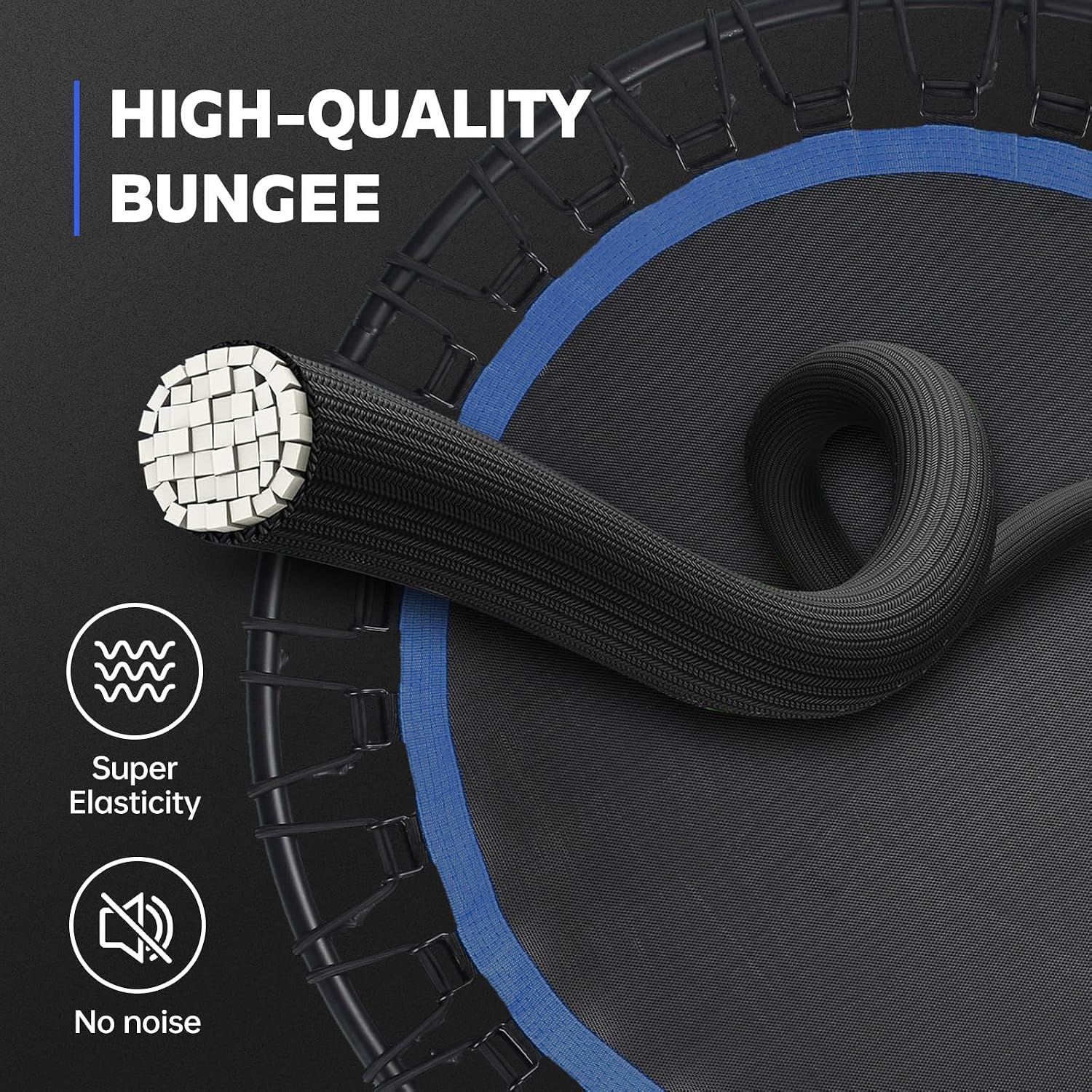 40" Mini Trampoline for Adults, Fitness Rebounder with Elastic Bands, Indoor Exercise Trampoline, Low Impact Workout Equipment for Home Gym