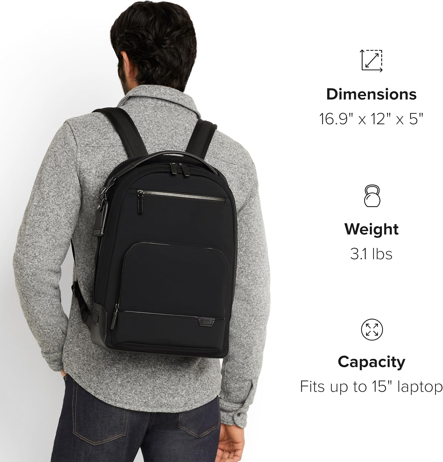 TUMI Harrison Warren Backpack, 15-Inch Laptop Backpack, Black Bombe