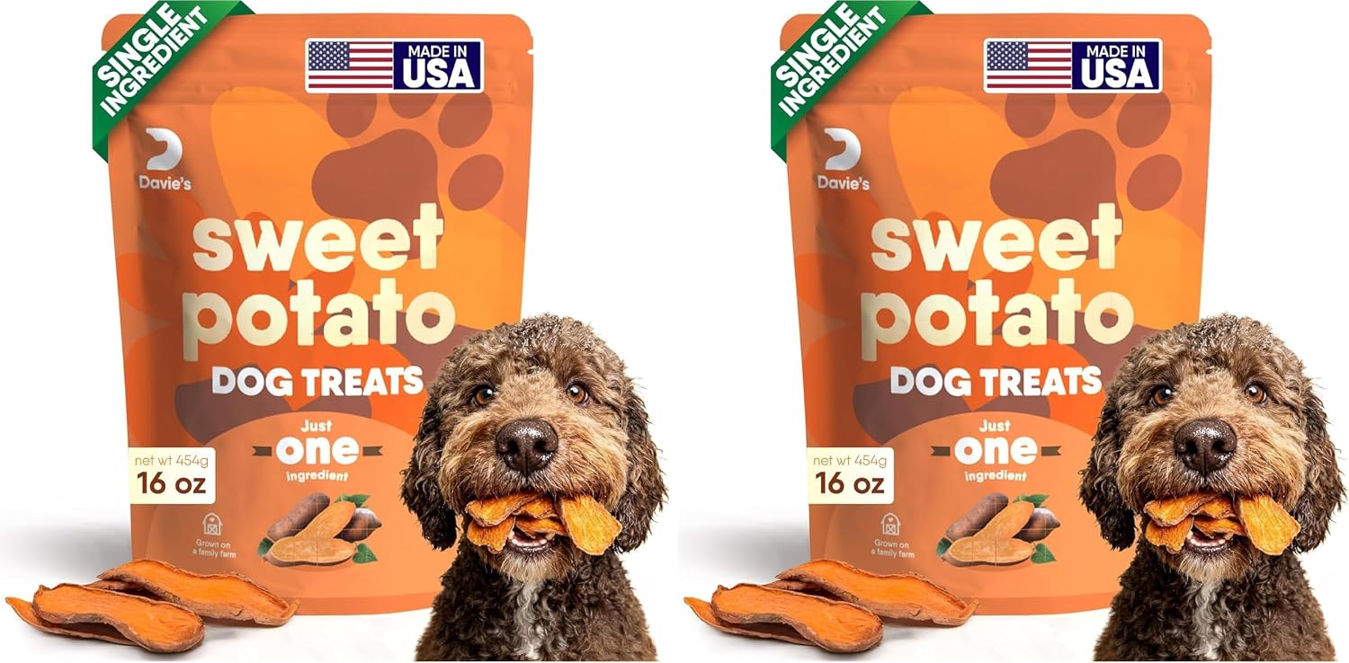 Davie's Sweet Potato Dog Treats - Natural Dog Chews, 1 lb.