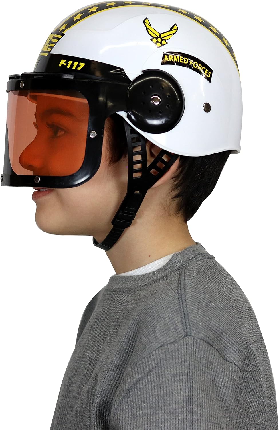 Aeromax Jr. Armed Forces Pilot Helmet with Tinted, Movable Visor White, Fits Ages 3-12