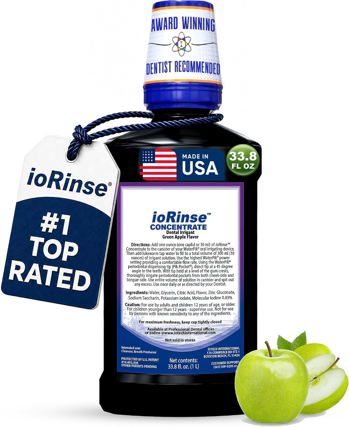ioRinse RTU Halitosis Mouthwash, Molecular Iodine Oral Rinse, Soft Mint, 1L