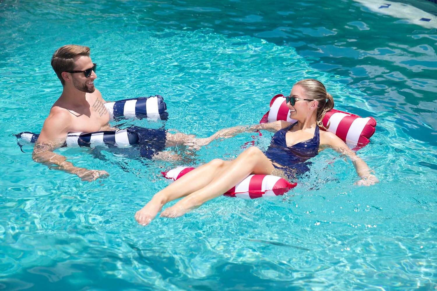 Aqua 4-in-1 Monterey Hammock Pool Float & Water Hammocks – 2-3-4 Multipacks – Multiple Colors/Styles – for Adults and Kids Floating