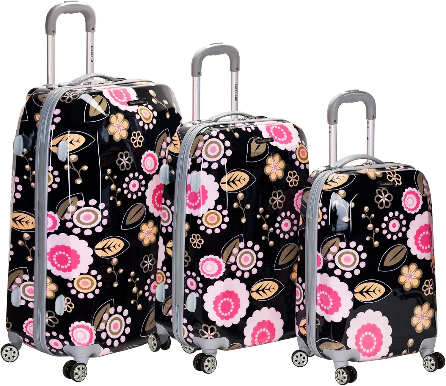 Rockland Vision Hardside 3 Piece Spinner Wheel Luggage Set, (20"/24"/28"), Love