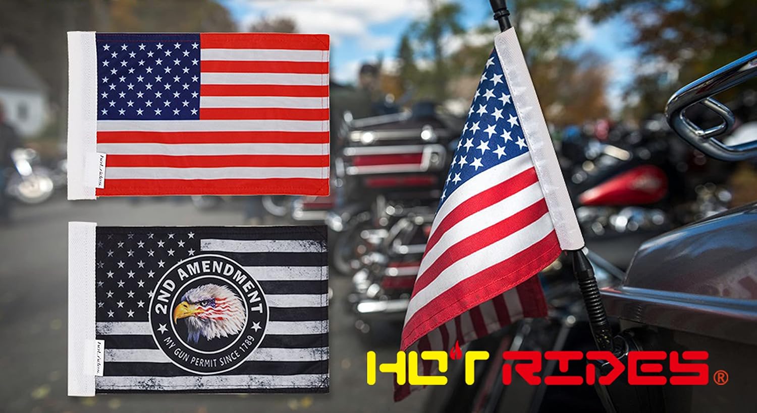 Motorcycle Flag 6 x 9 Or 10 x 15 Inch (6"X9", USA)