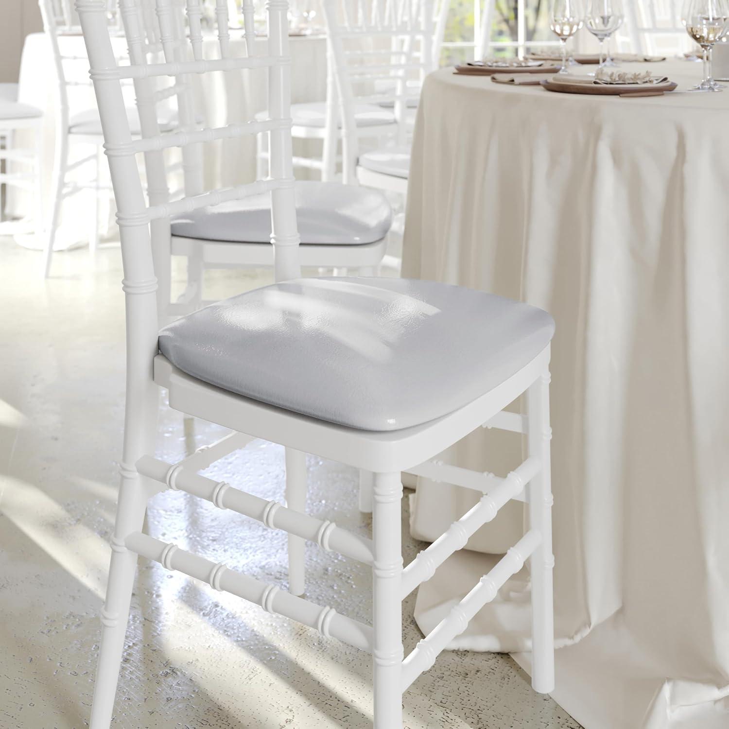 Flash Furniture Hard Black Vinyl Chiavari Chair Cushion | Fits Chiavari Chairs, Weddings And Banquet Events, Hard Foam, Wipe-Clean Vinyl