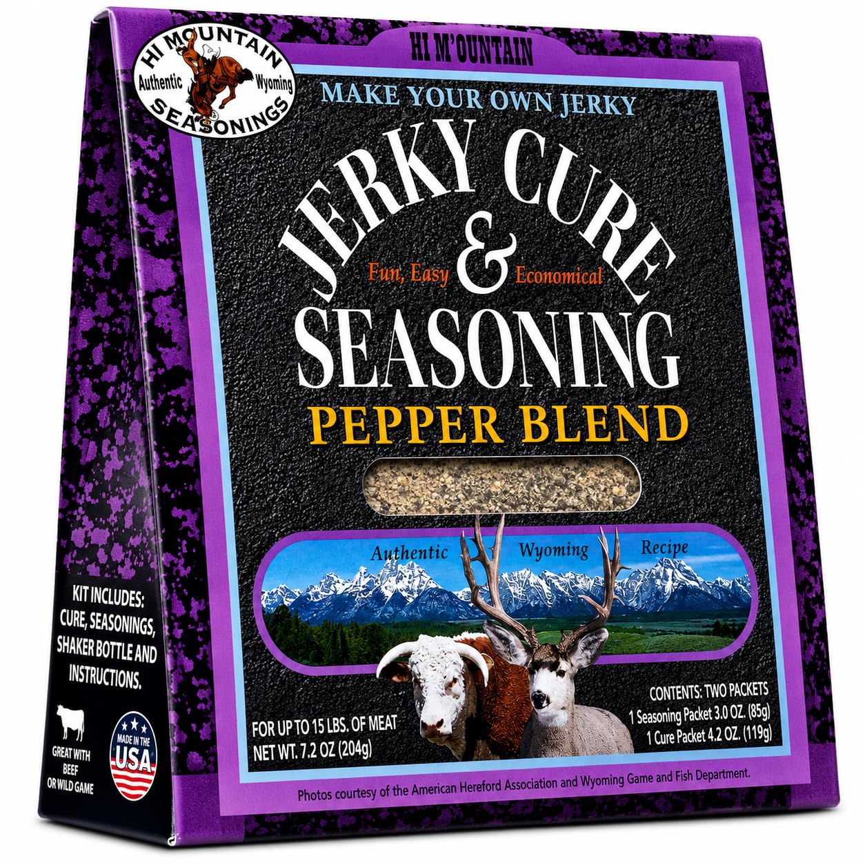 Hi Mountain PEPPER BLEND Jerky Seasoning and Cure Kit | Beef & Venison | Classic cracked pepper flavor, perfect jerky seasoning for deer, elk