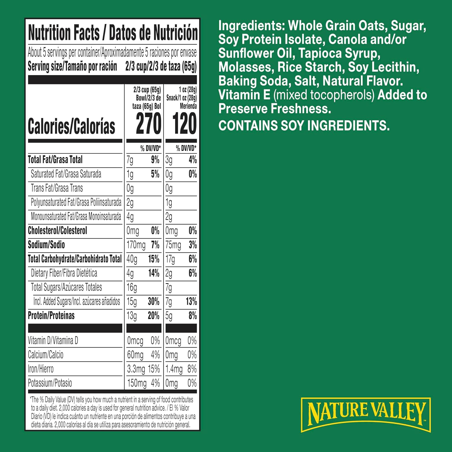 Nature Valley Oats & Honey Protein Granola, Resealable Pouch, 11 oz | 13g Protein & 33g Whole Grain per Serving, Good Source of Fiber, No Artificial Flavors or Colors