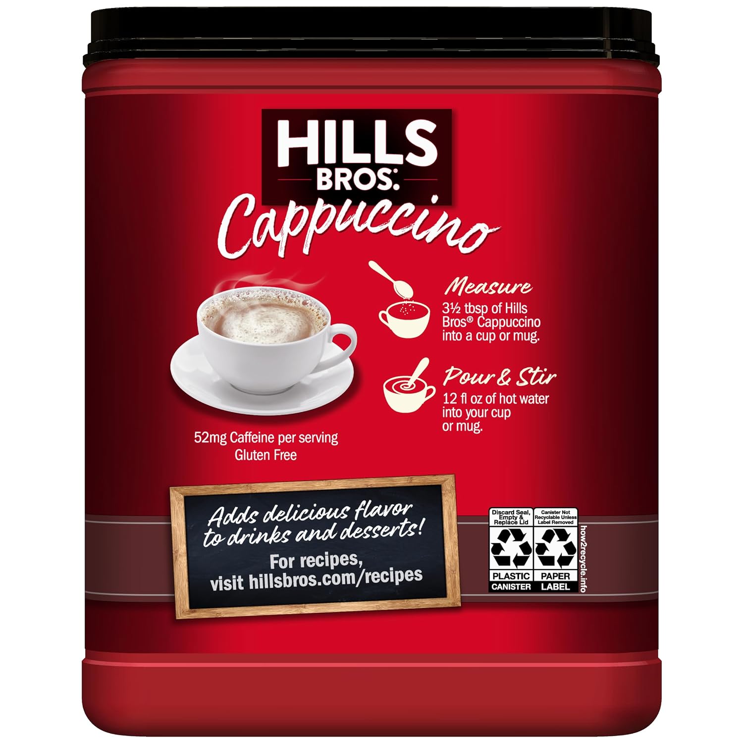Hills Bros. Cappuccino Mix – Rich, Frothy Coffeehouse-Tasting Instant Drink Mix – Quick and Easy Preparation – Perfect for Hot & Iced Drinks & Creaming Coffee – Double Mocha, 1 Pack of 16oz