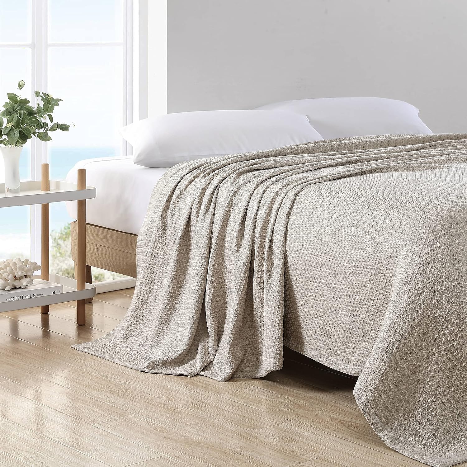 Nautica - Queen Blanket, Diamond Weave Cotton Bedding, Medium-Weight for All Seasons, Oeko-Tex Certified (Baird Navy)