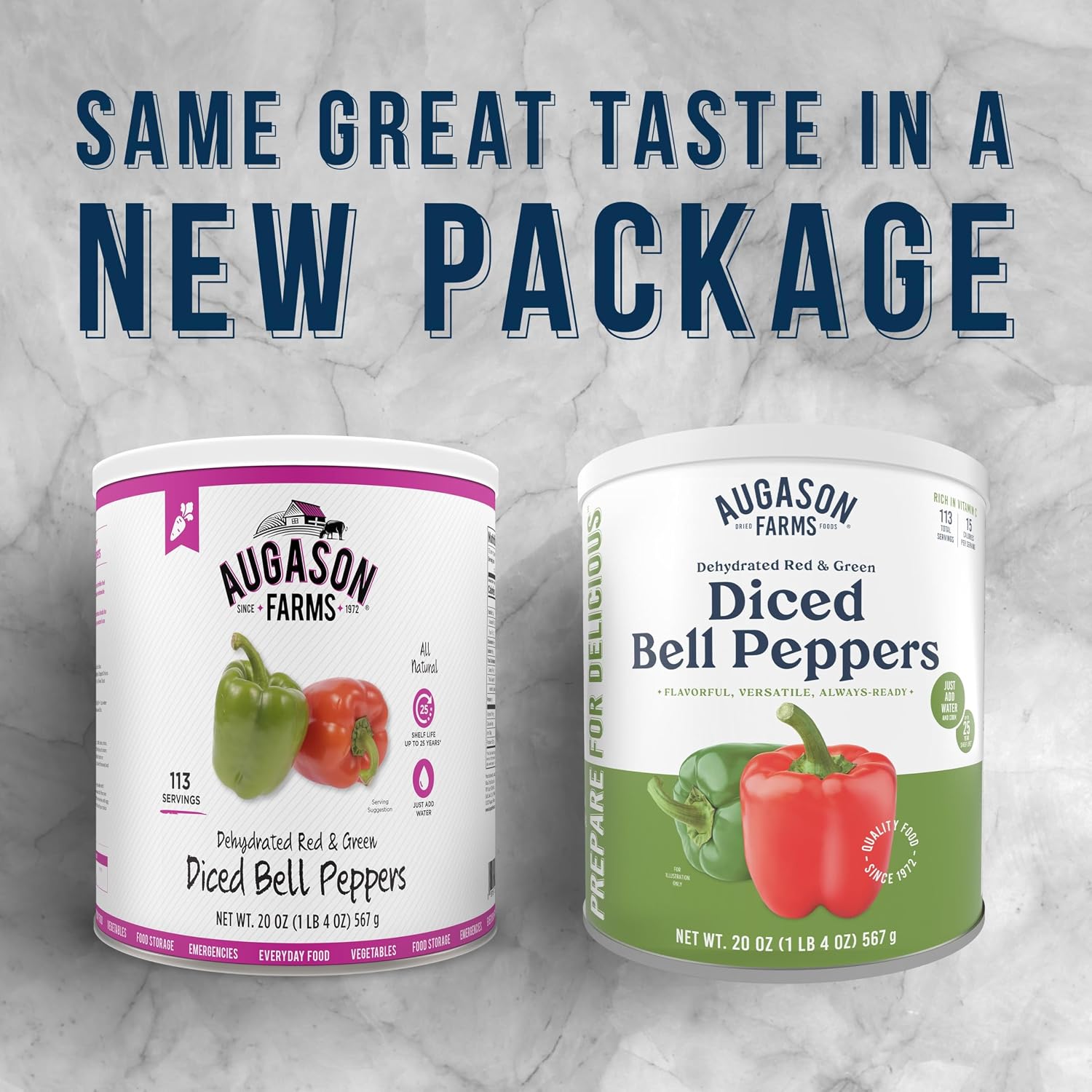 Augason Farms Dehydrated Diced Bell Peppers Can | Emergency Food Supply, 113 Servings, 25 Year Shelf Life, Red and Green Peppers, Dehydrated Meals