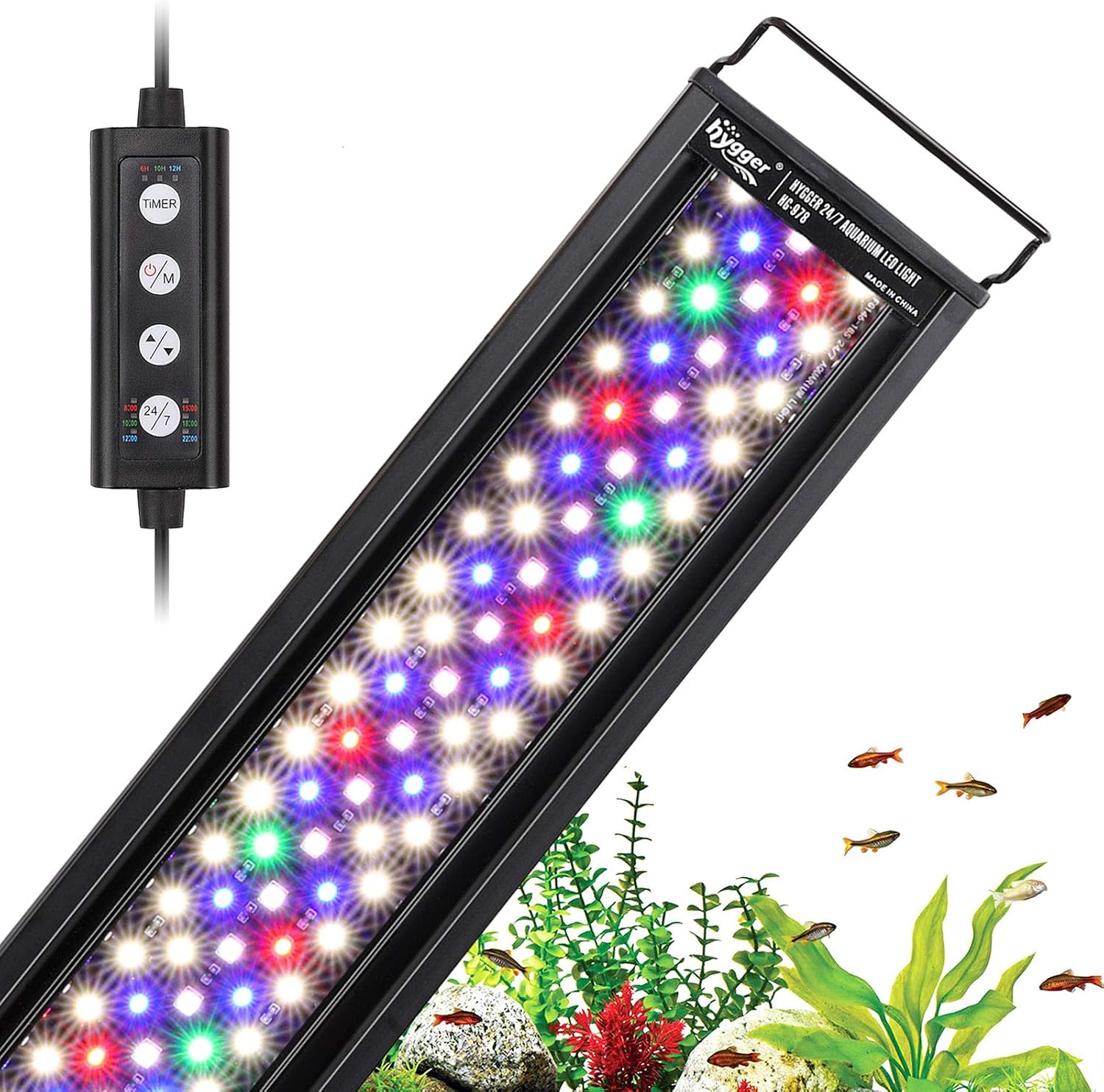 hygger 18W 24/7 Lighting Aquarium LED Light, Sunrise-Daylight-Moonlight Mode and DIY Mode