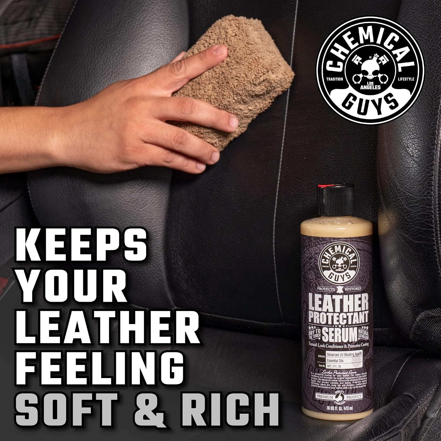 Chemical Guys, Vintage Series Leather Conditioner for Car Interiors, 16 oz | Nourishes and conditions natural, synthetic and faux leather seats, keeping them soft, supple and protected
