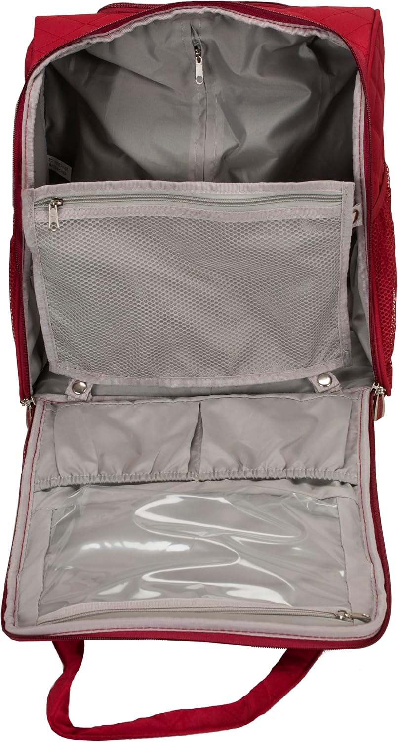 Rockland Melrose Upright Wheeled Underseater Carry-On Luggage, Red